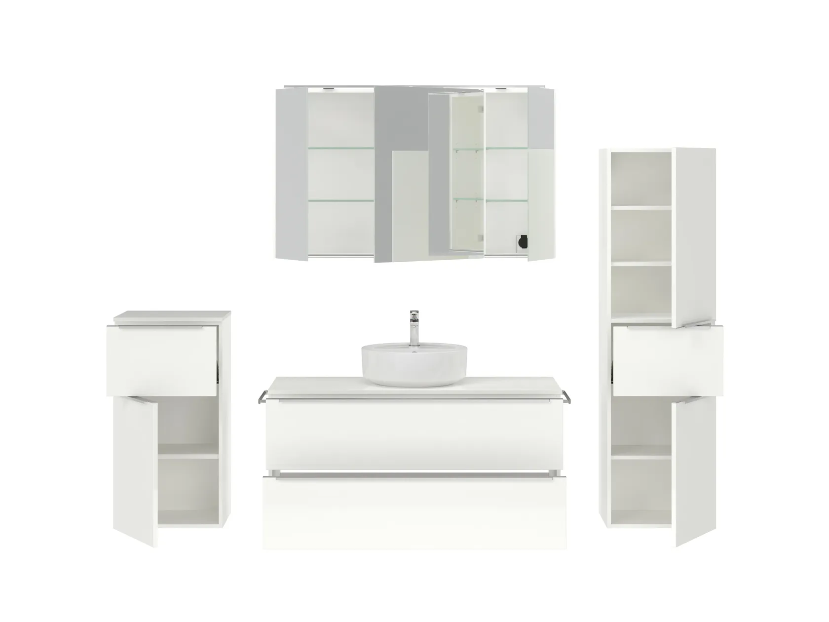 Atlas Ensemble sous vasque avec miroir et colonnes 2