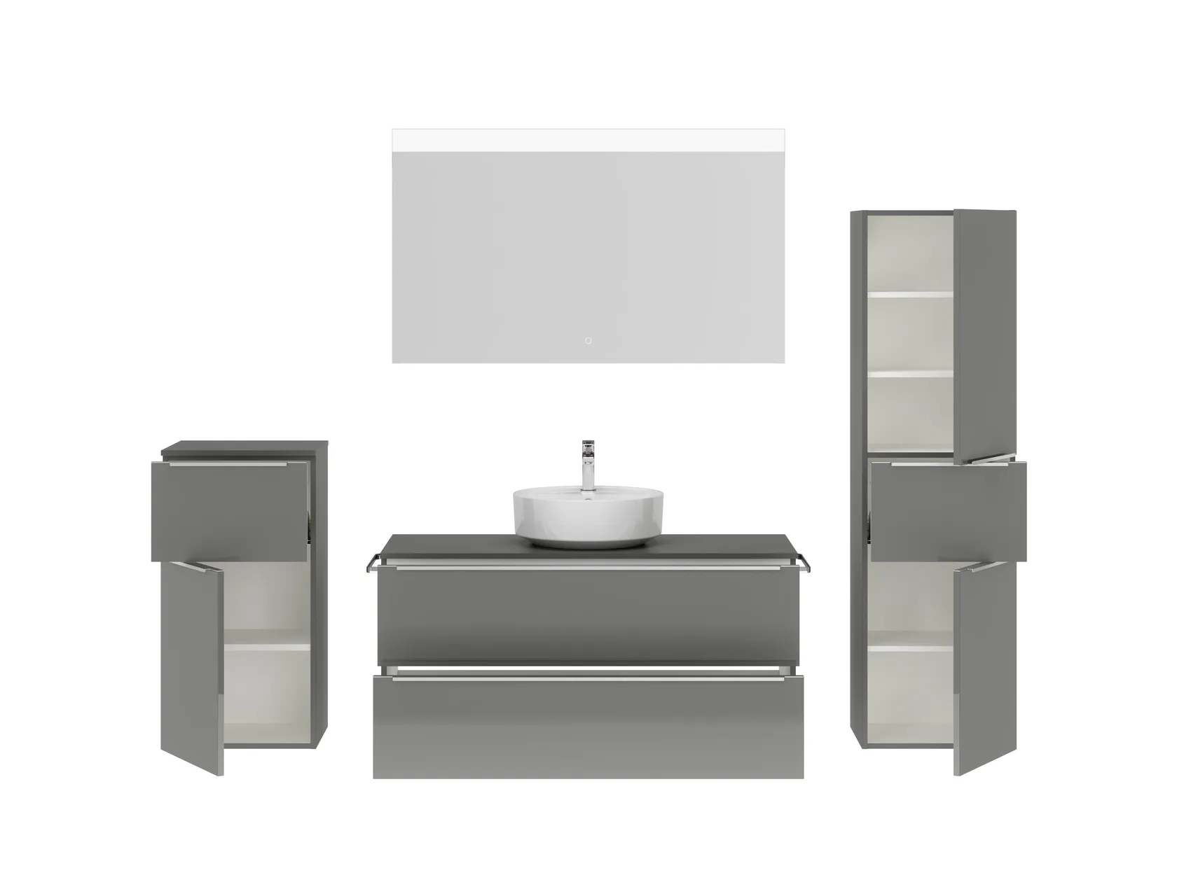 Atlas Ensemble sous vasque avec miroir et colonnes 2