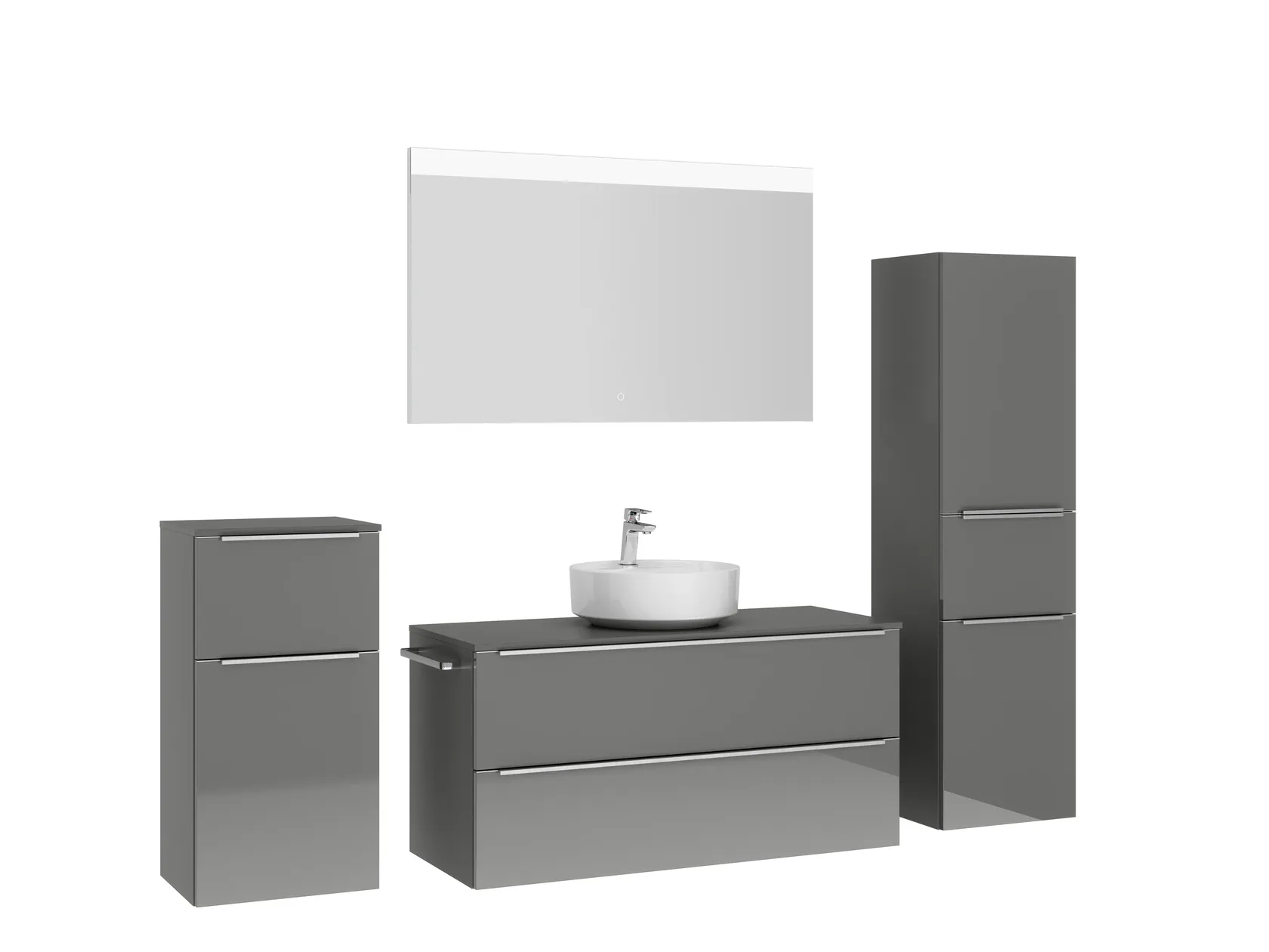 Atlas Ensemble sous vasque avec miroir et colonnes 3