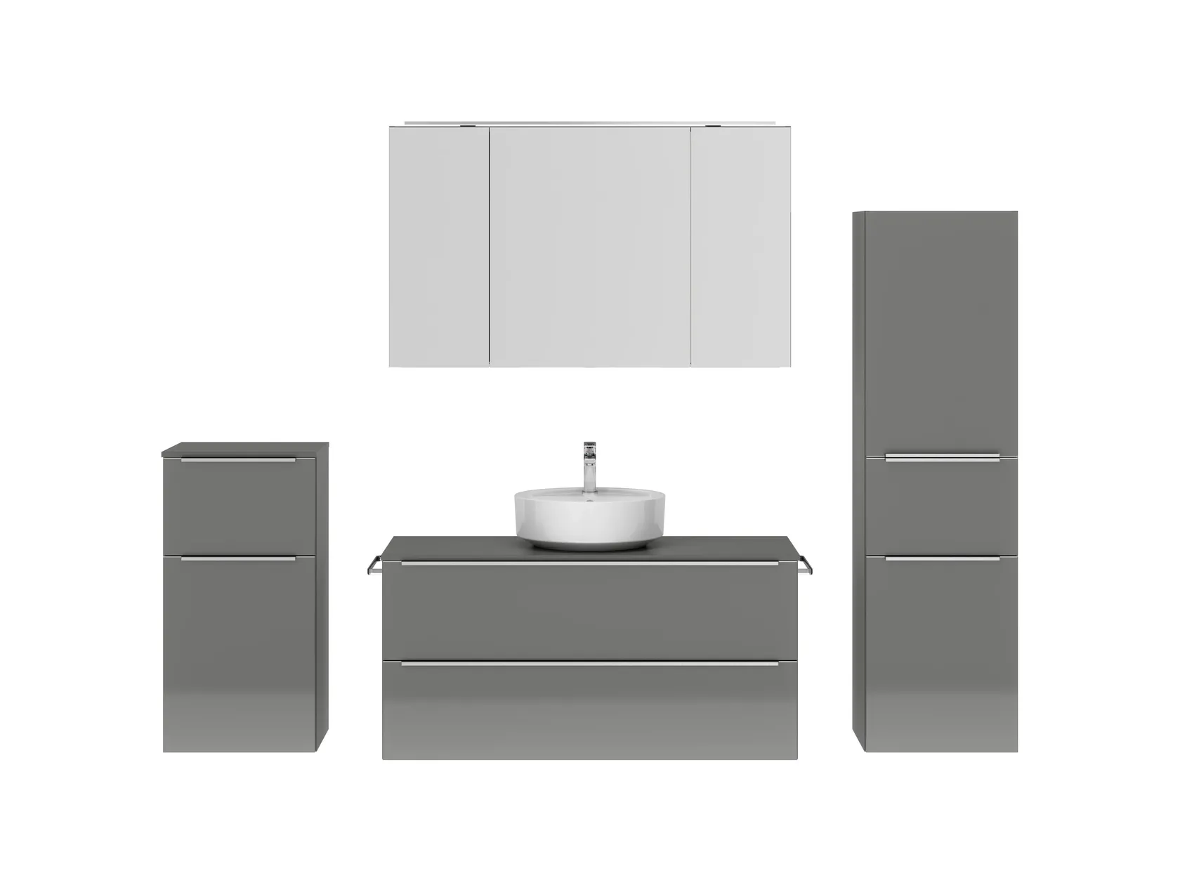 Atlas Ensemble sous vasque avec miroir et colonnes 1