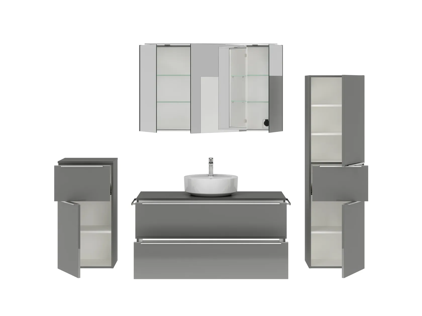 Atlas Ensemble sous vasque avec miroir et colonnes 2