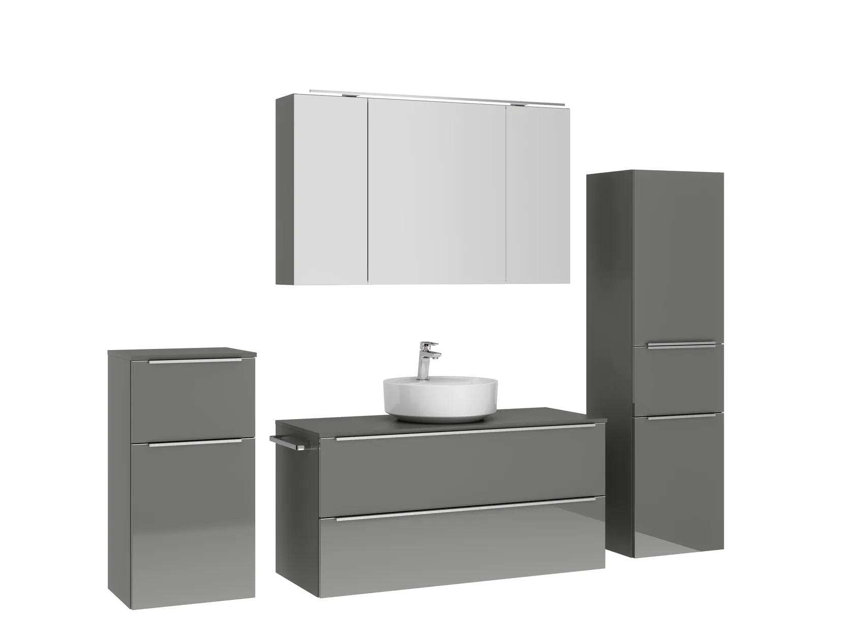 Atlas Ensemble sous vasque avec miroir et colonnes 3