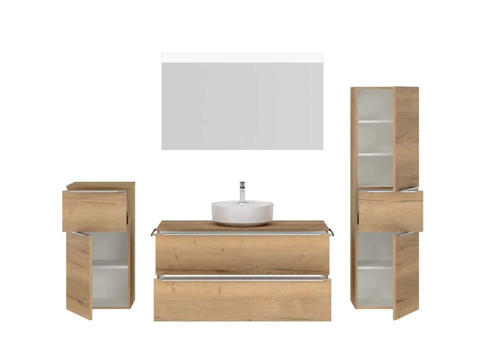 Atlas Ensemble sous vasque avec miroir et colonnes 2