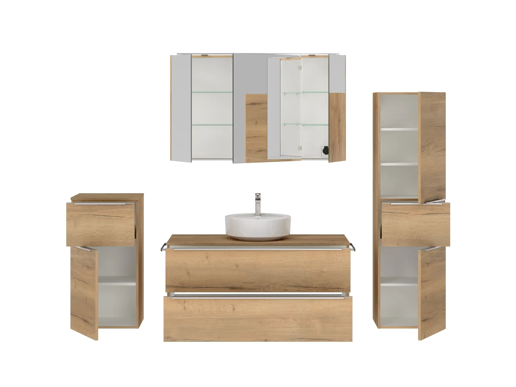 Atlas Ensemble sous vasque avec miroir et colonnes 2