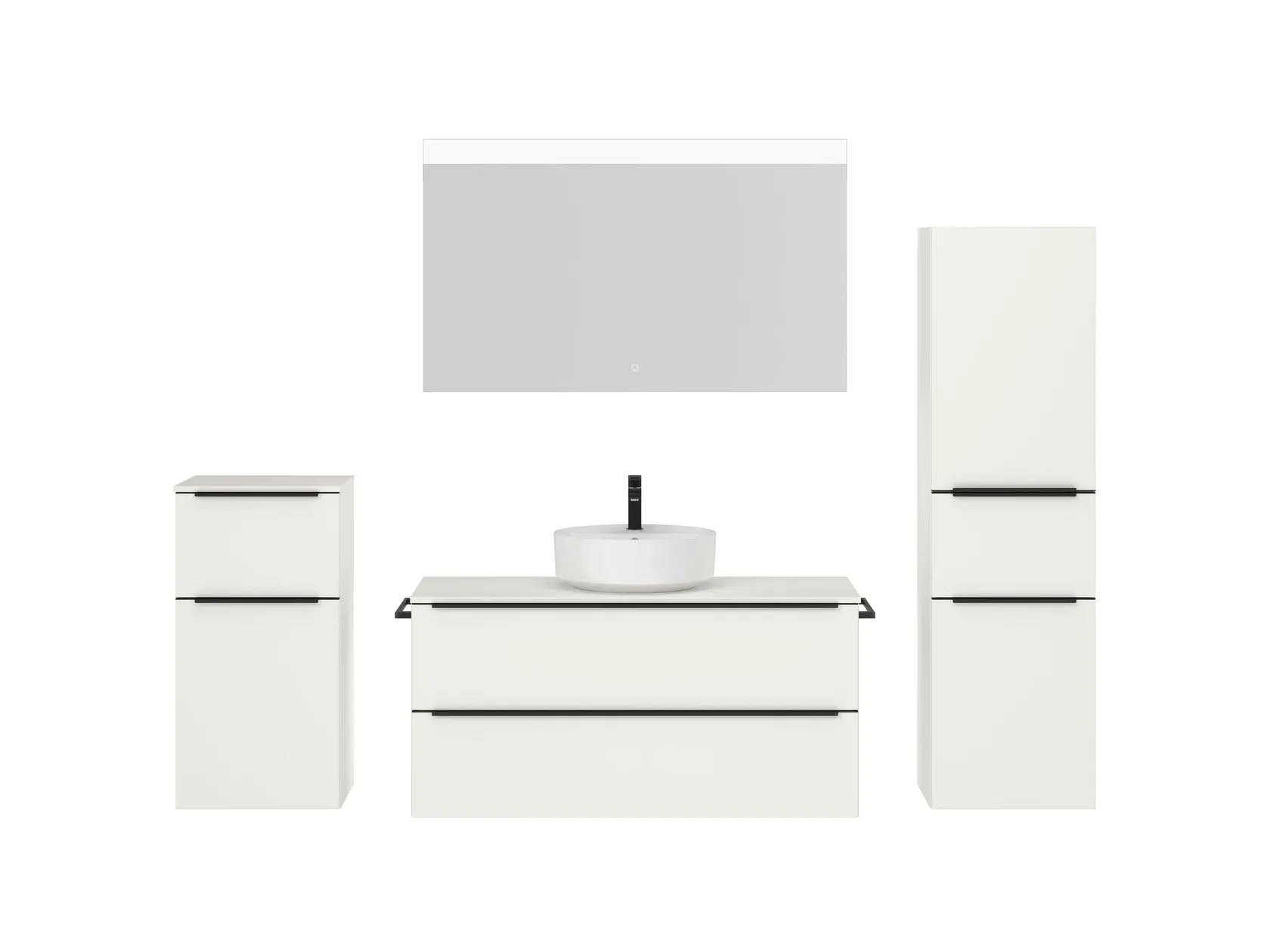 Atlas Ensemble sous vasque avec miroir et colonnes 1