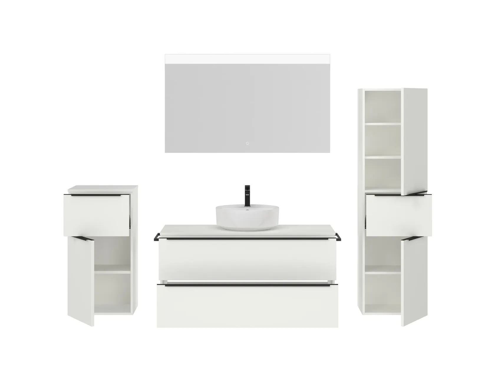 Atlas Ensemble sous vasque avec miroir et colonnes 2