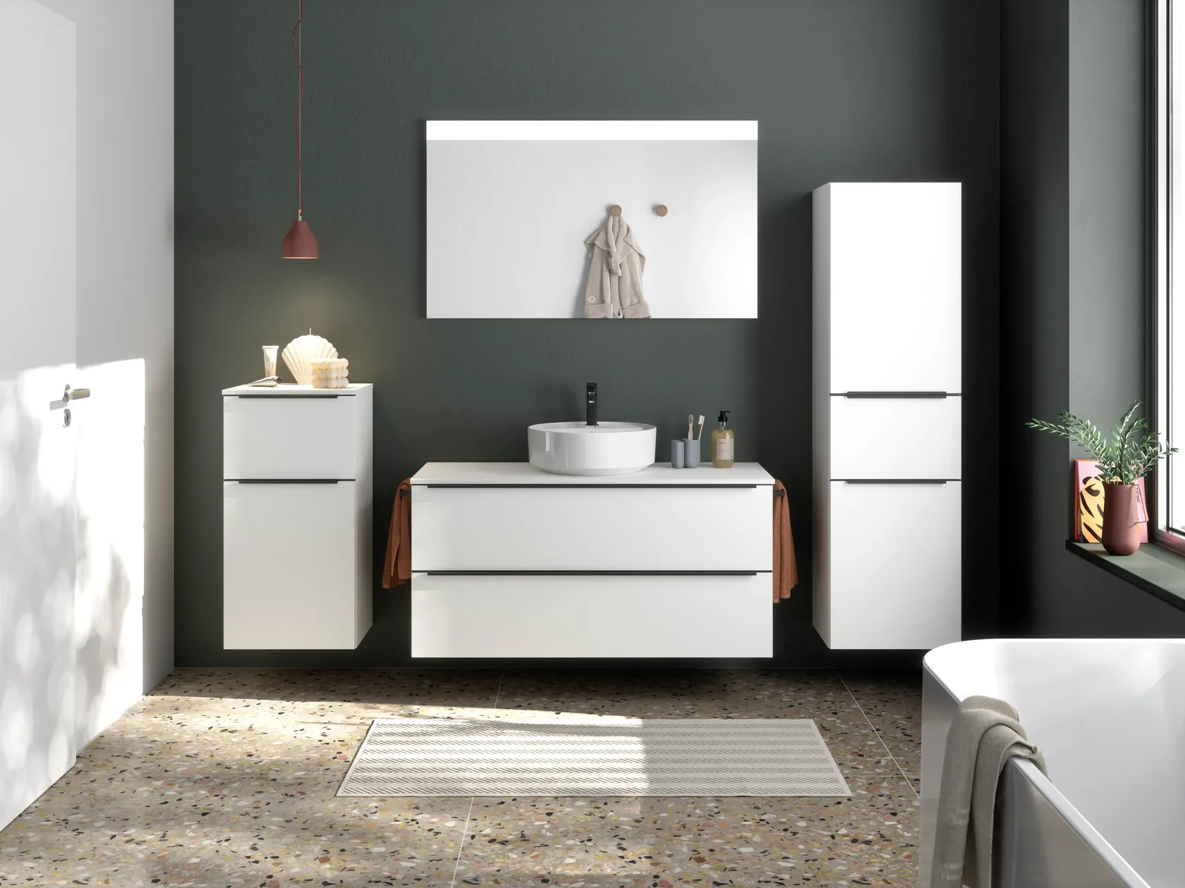 Atlas Ensemble sous vasque avec miroir et colonnes 0