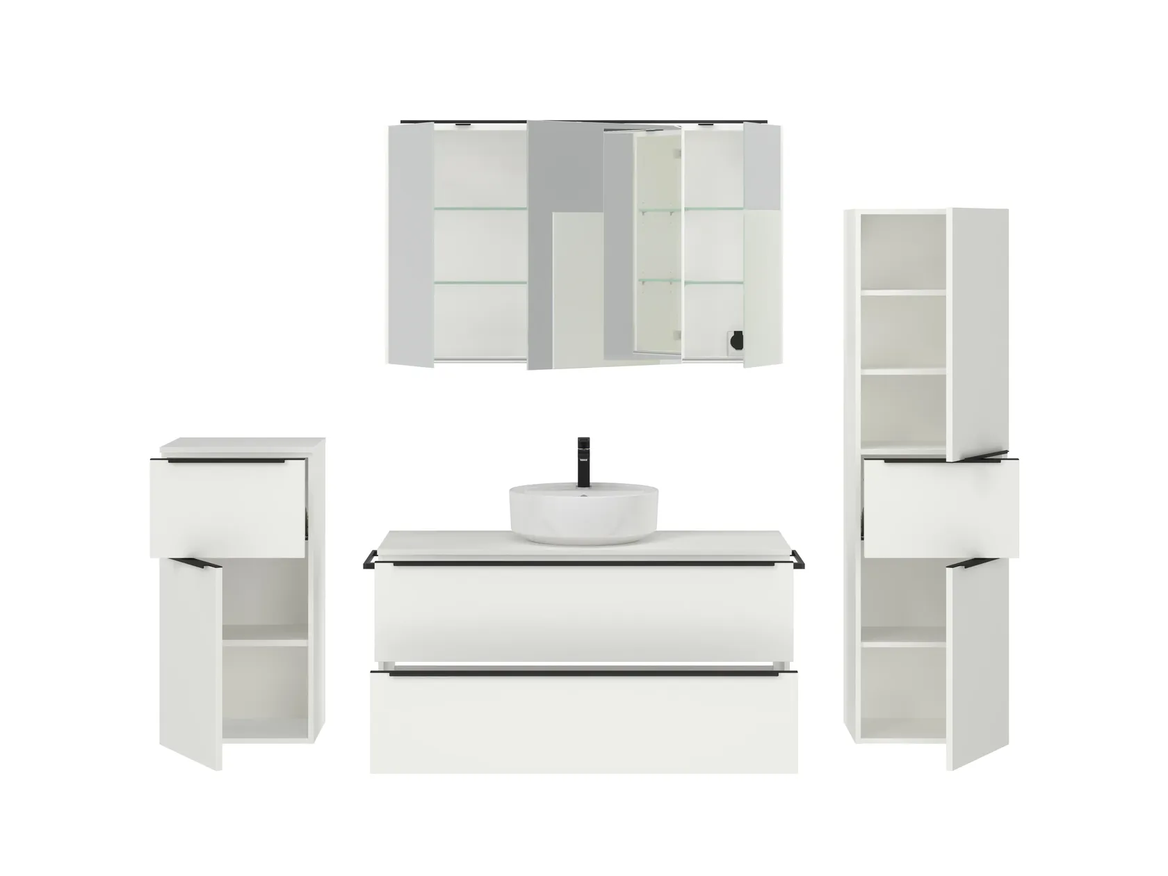 Atlas Ensemble sous vasque avec miroir et colonnes 2