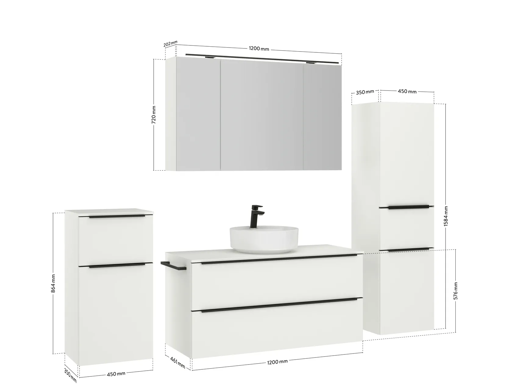 Atlas Ensemble sous vasque avec miroir et colonnes 4