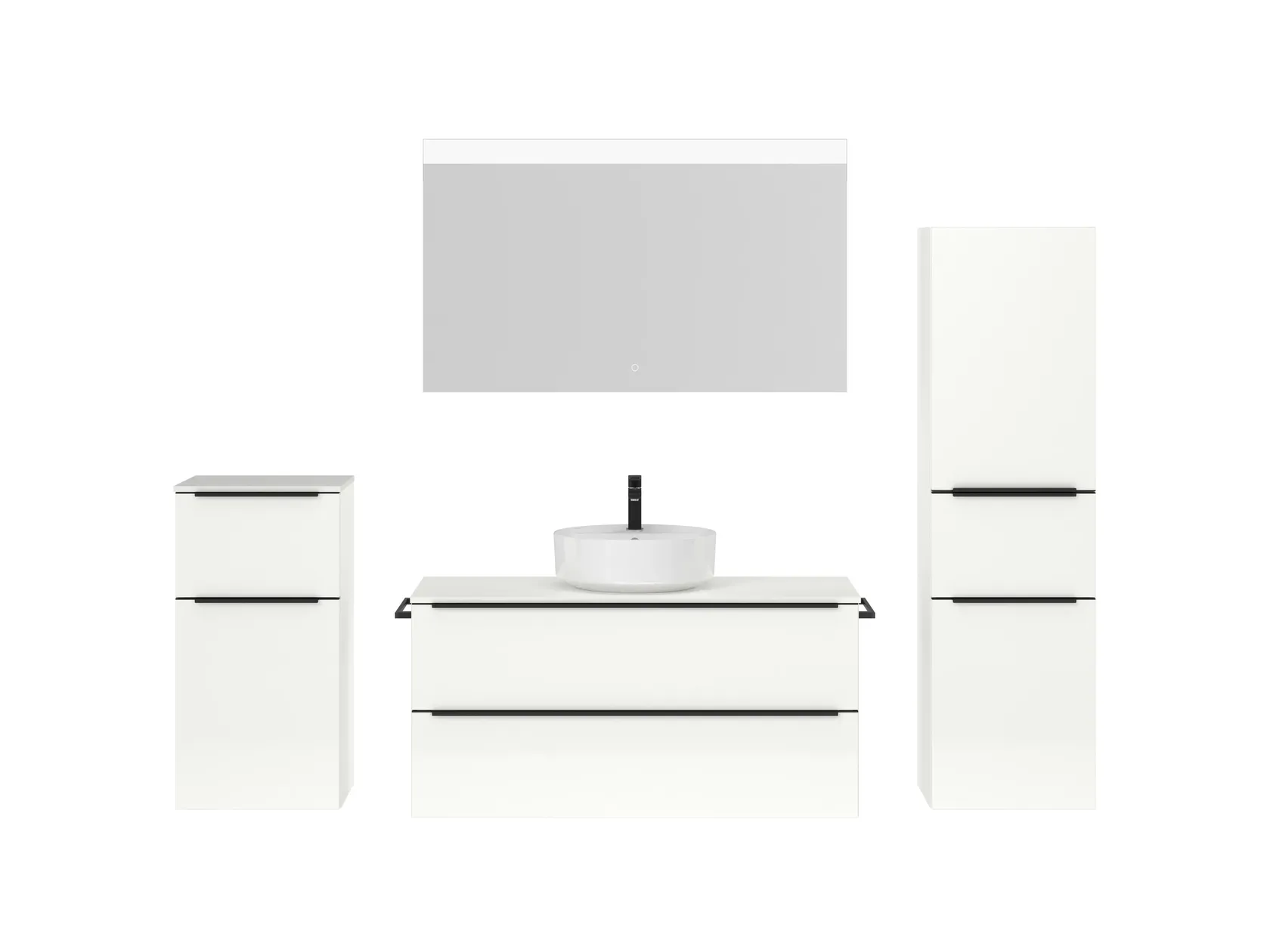 Atlas Ensemble sous vasque avec miroir et colonnes 1