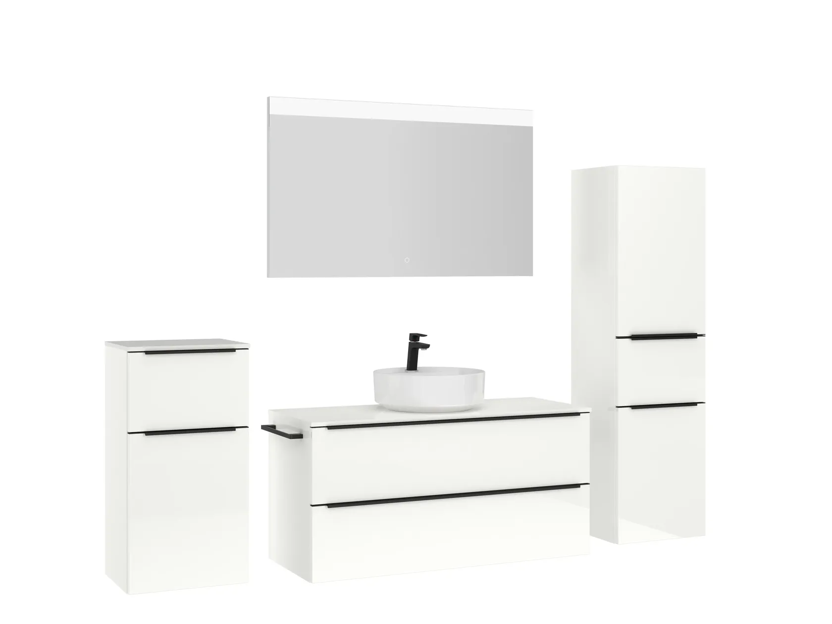 Atlas Ensemble sous vasque avec miroir et colonnes 3