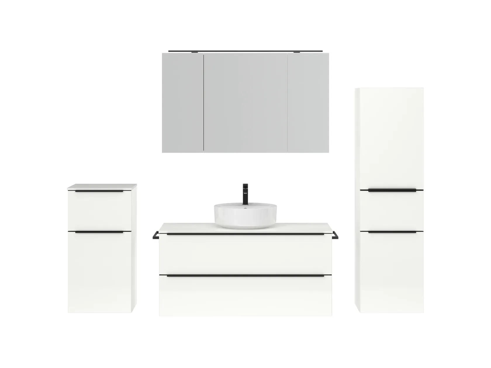 Atlas Ensemble sous vasque avec miroir et colonnes 1