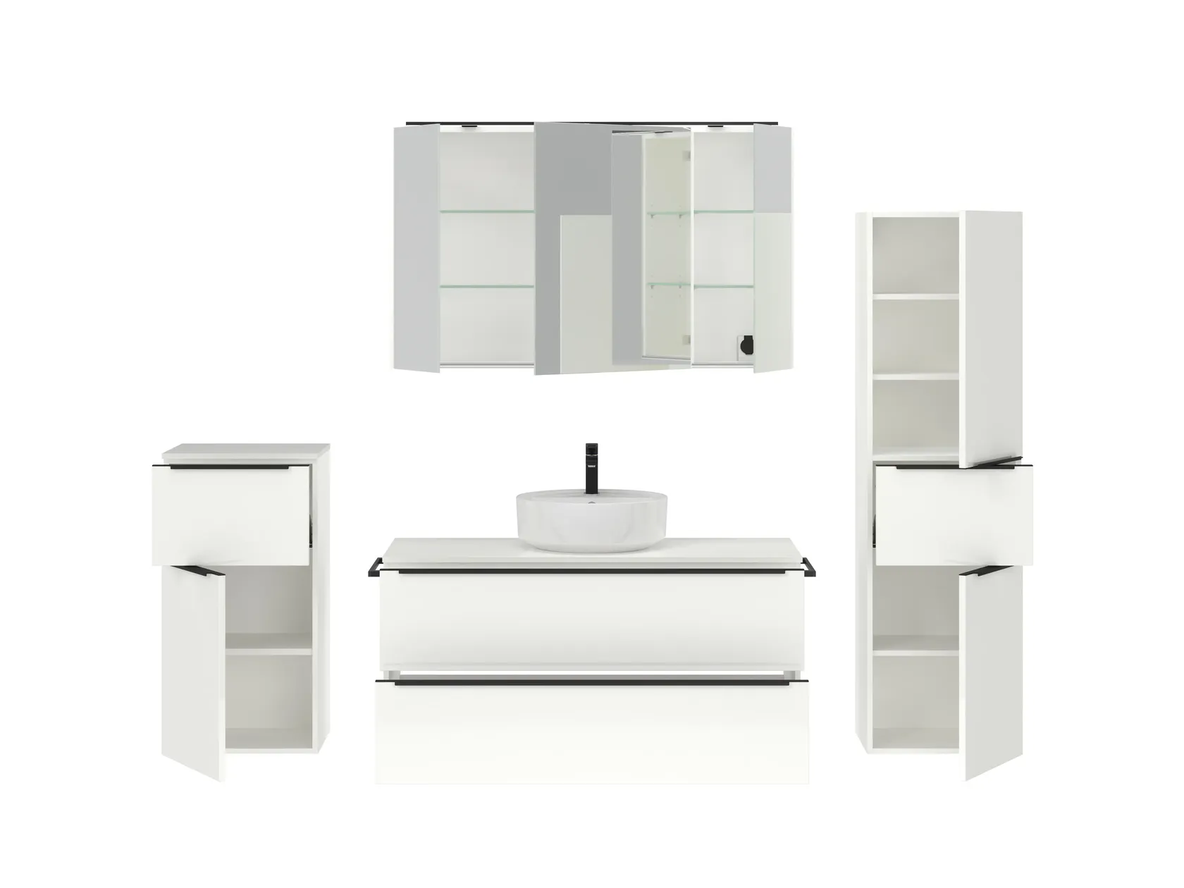 Atlas Ensemble sous vasque avec miroir et colonnes 2