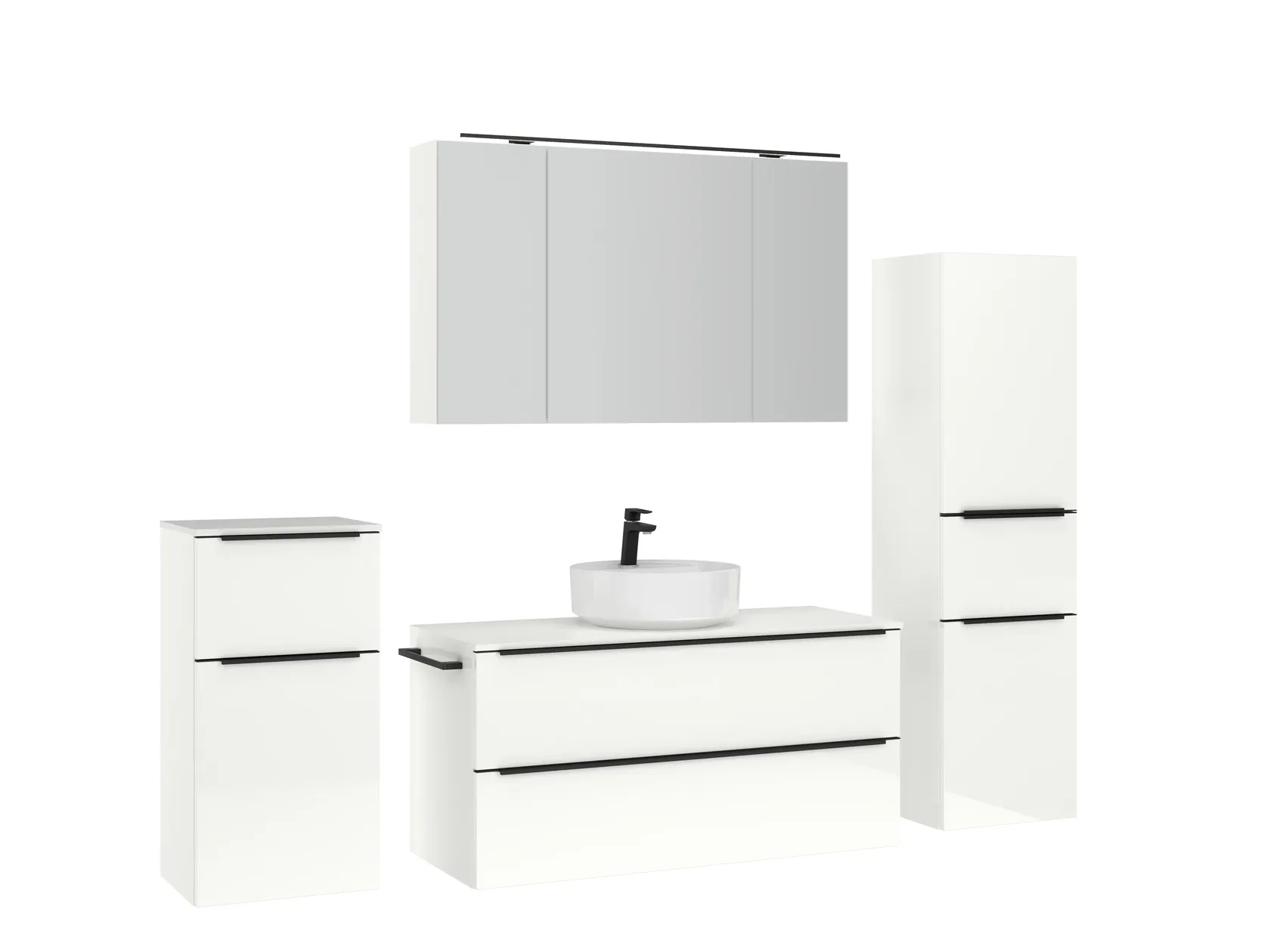 Atlas Ensemble sous vasque avec miroir et colonnes 3