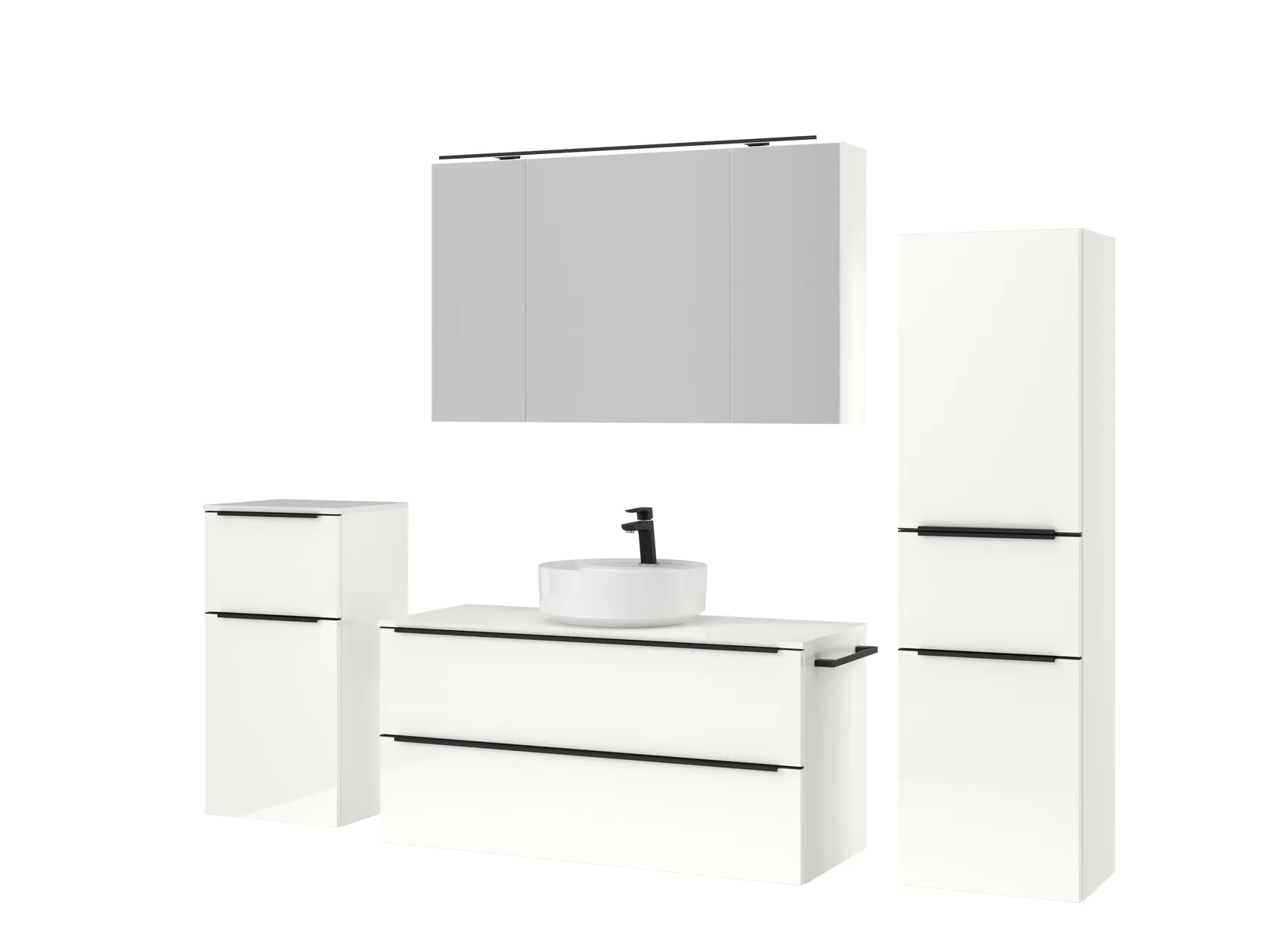 Atlas Ensemble sous vasque avec miroir et colonnes 5