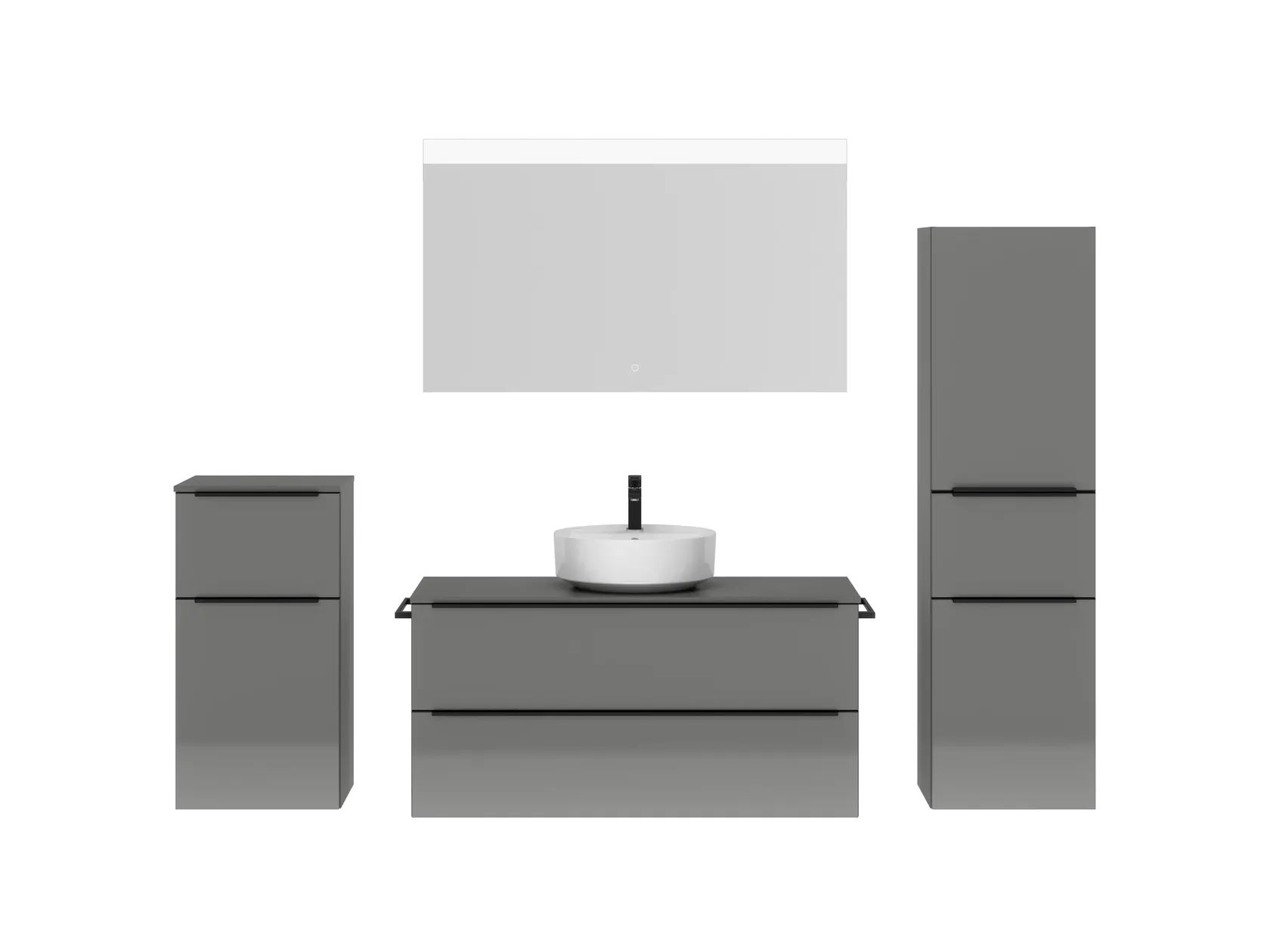 Atlas Ensemble sous vasque avec miroir et colonnes 1