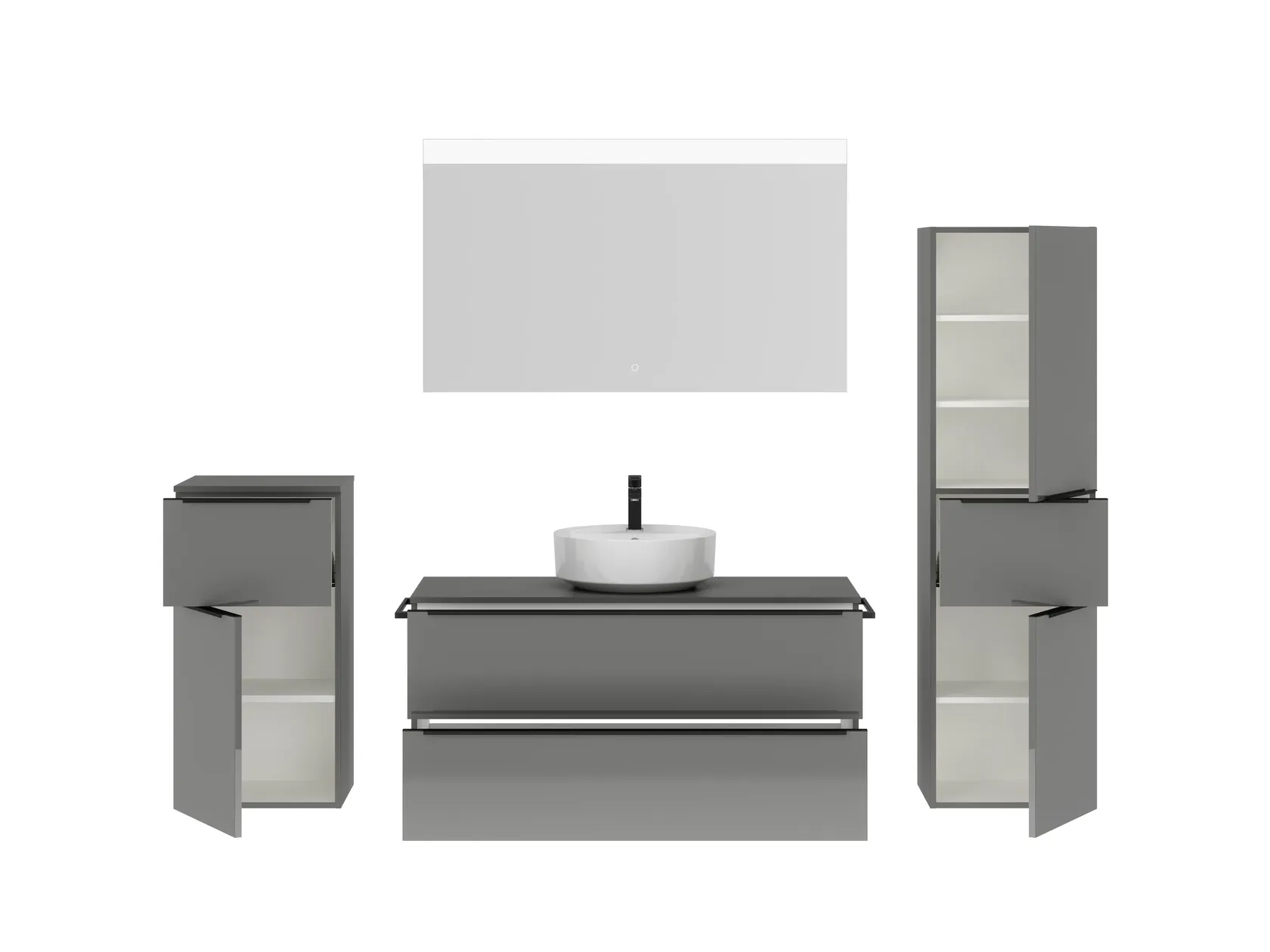 Atlas Ensemble sous vasque avec miroir et colonnes 2