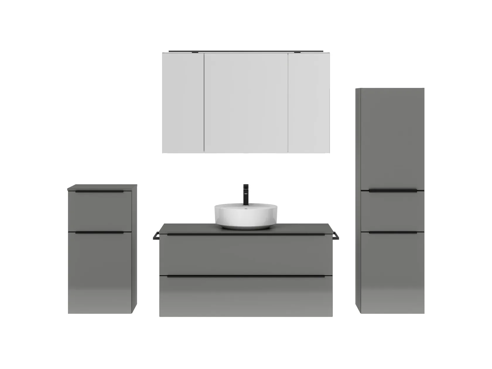 Atlas Ensemble sous vasque avec miroir et colonnes 1