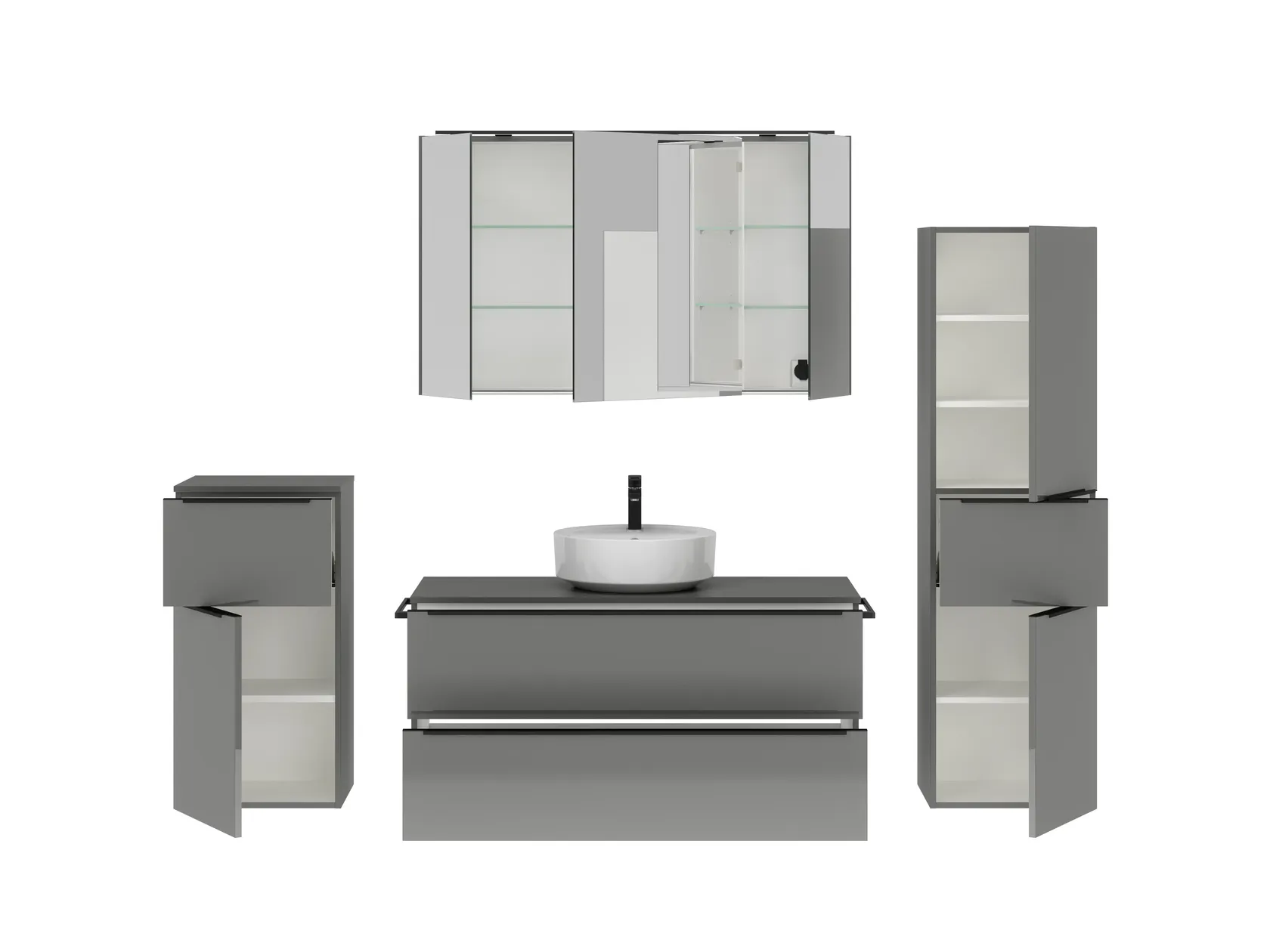 Atlas Ensemble sous vasque avec miroir et colonnes 2