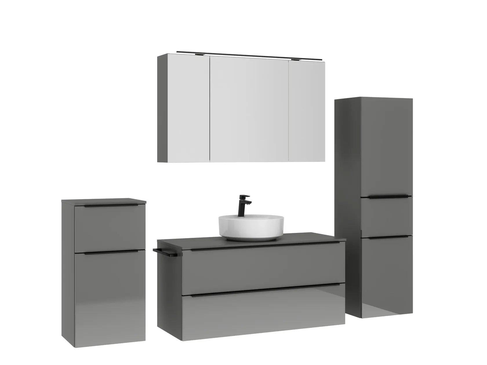 Atlas Ensemble sous vasque avec miroir et colonnes 3