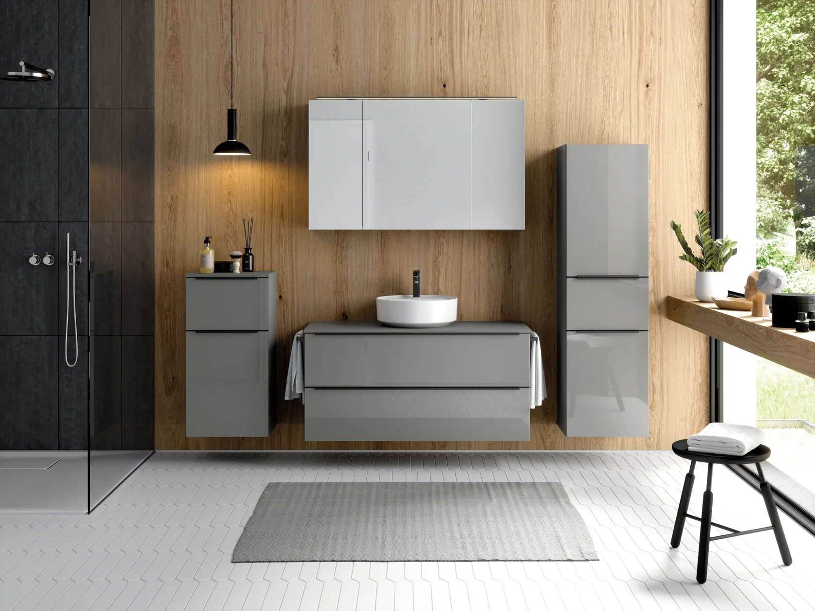 Atlas Ensemble sous vasque avec miroir et colonnes 0