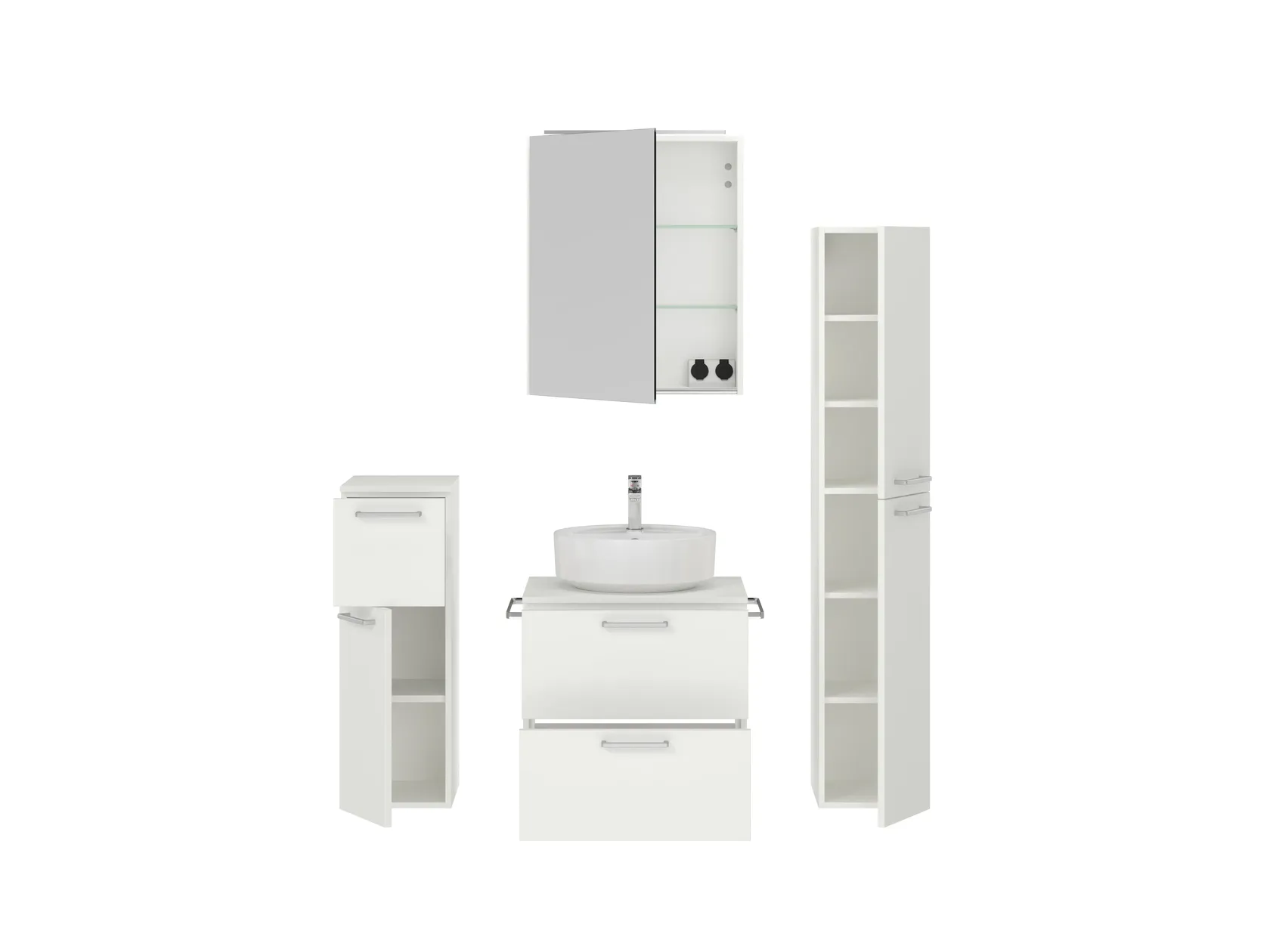 Atlas Ensemble sous vasque avec miroir et colonnes 2