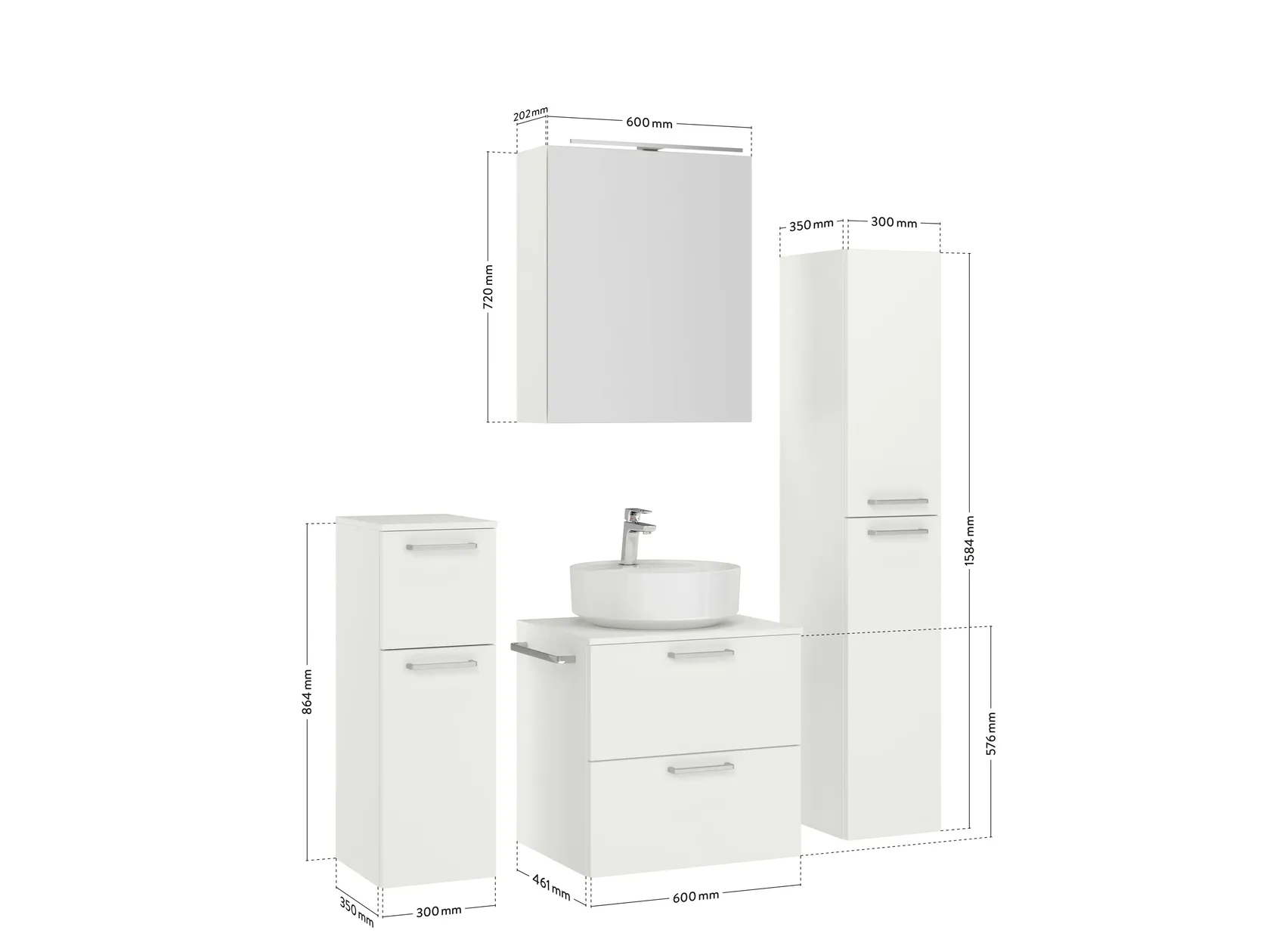 Atlas Ensemble sous vasque avec miroir et colonnes 4