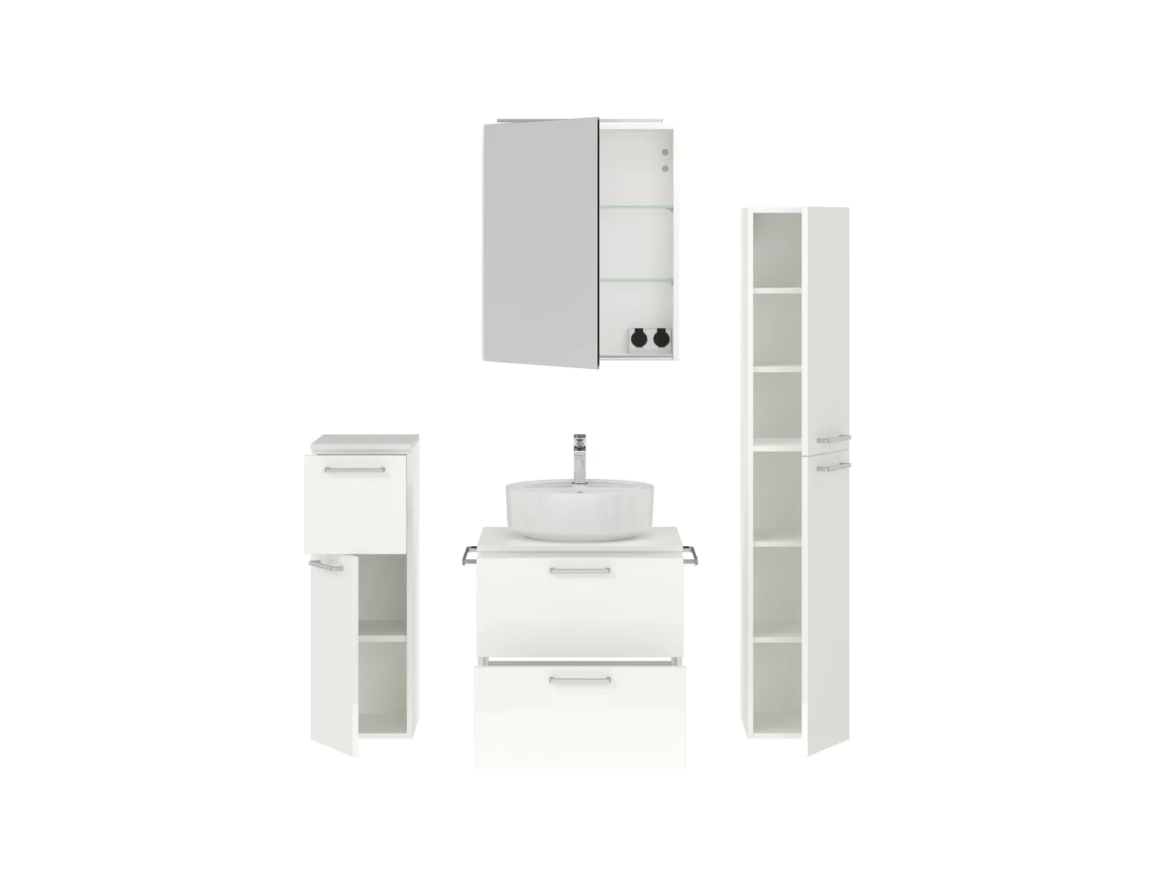 Atlas Ensemble sous vasque avec miroir et colonnes 2