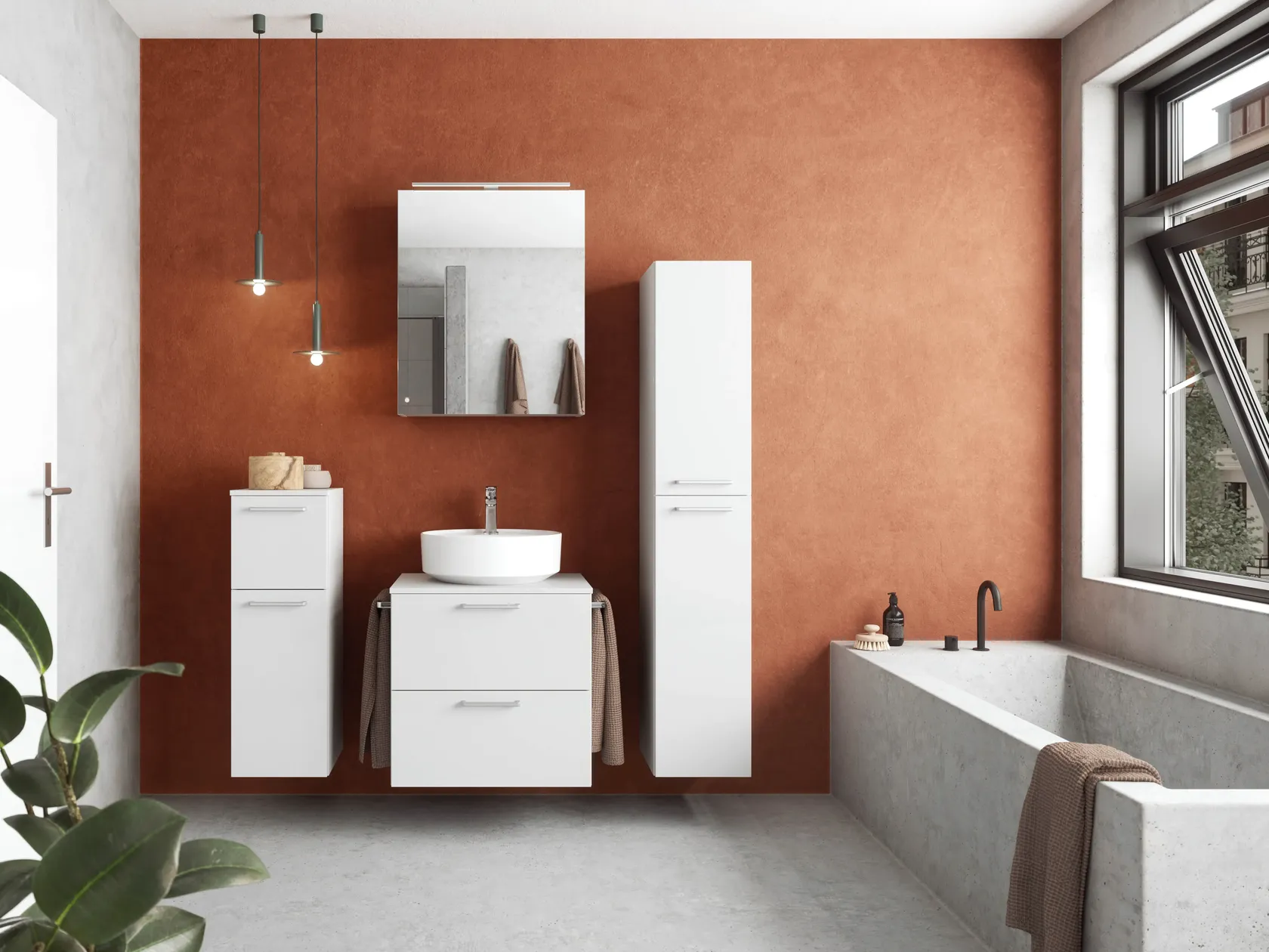 Atlas Ensemble sous vasque avec miroir et colonnes 0