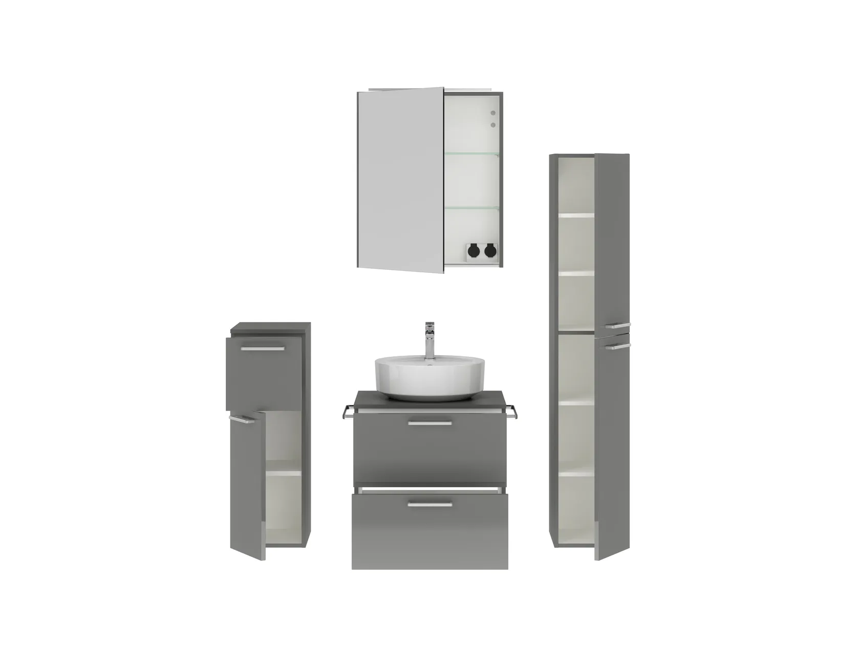 Atlas Ensemble sous vasque avec miroir et colonnes 2