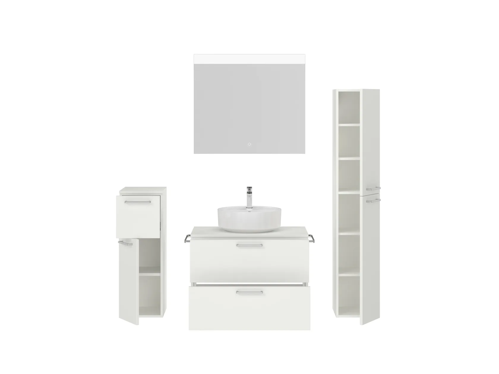 Atlas Ensemble sous vasque avec miroir et colonnes 2