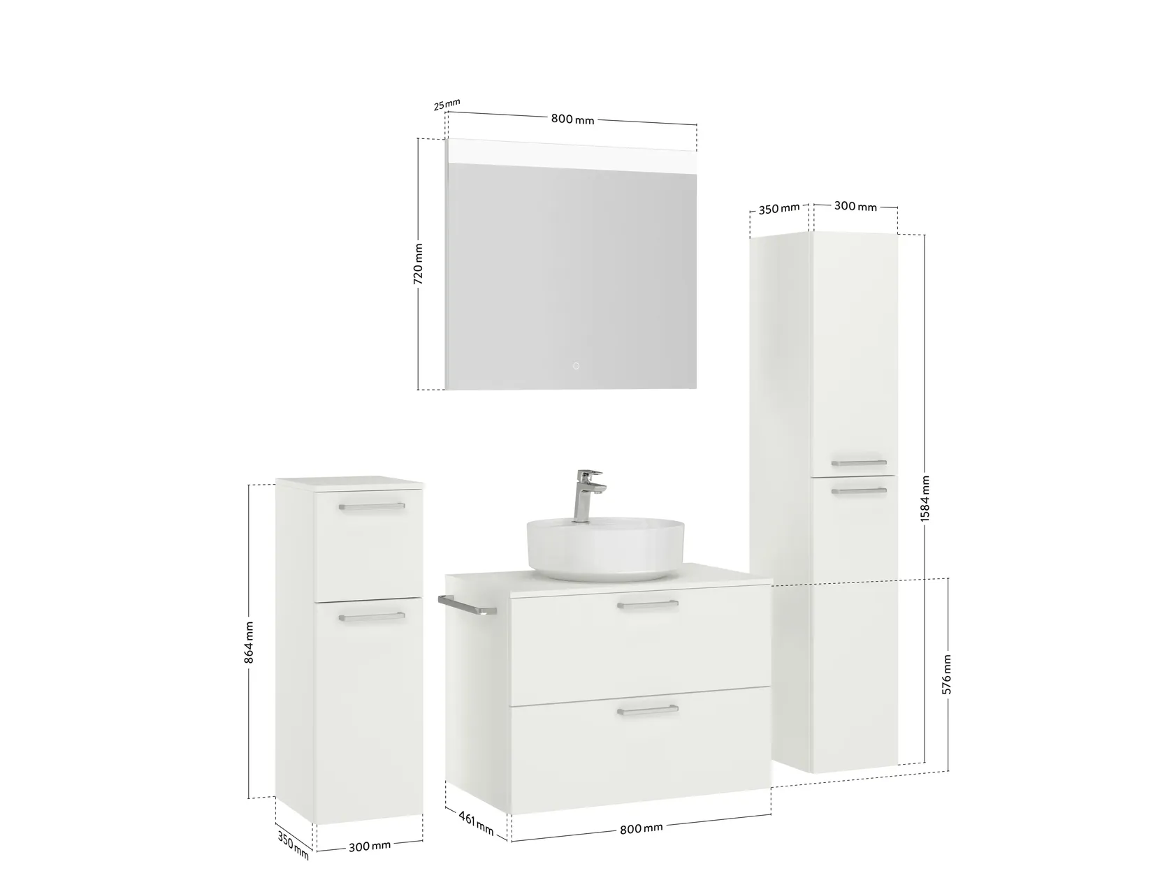 Atlas Ensemble sous vasque avec miroir et colonnes 4
