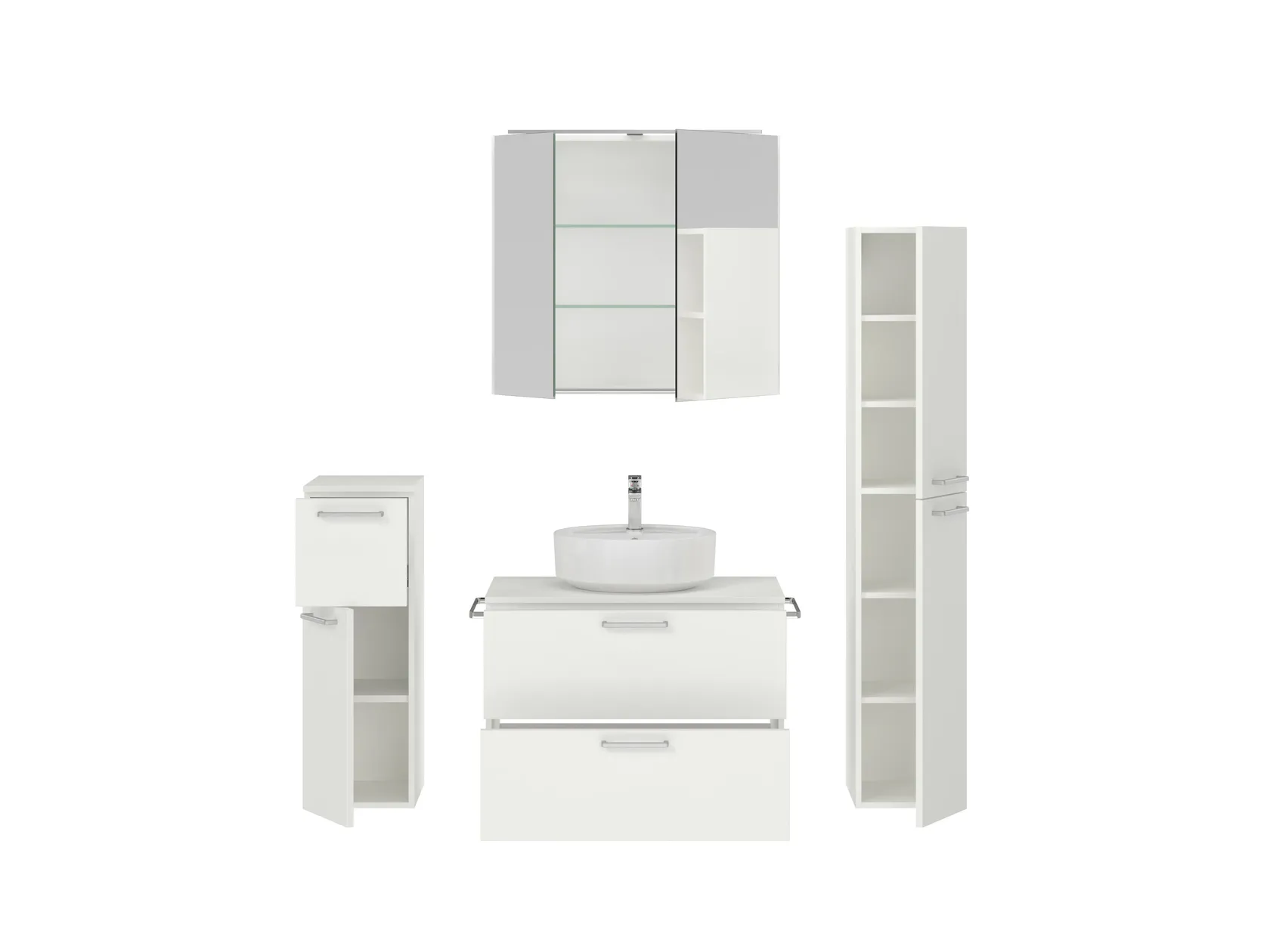 Atlas Ensemble sous vasque avec miroir et colonnes 2