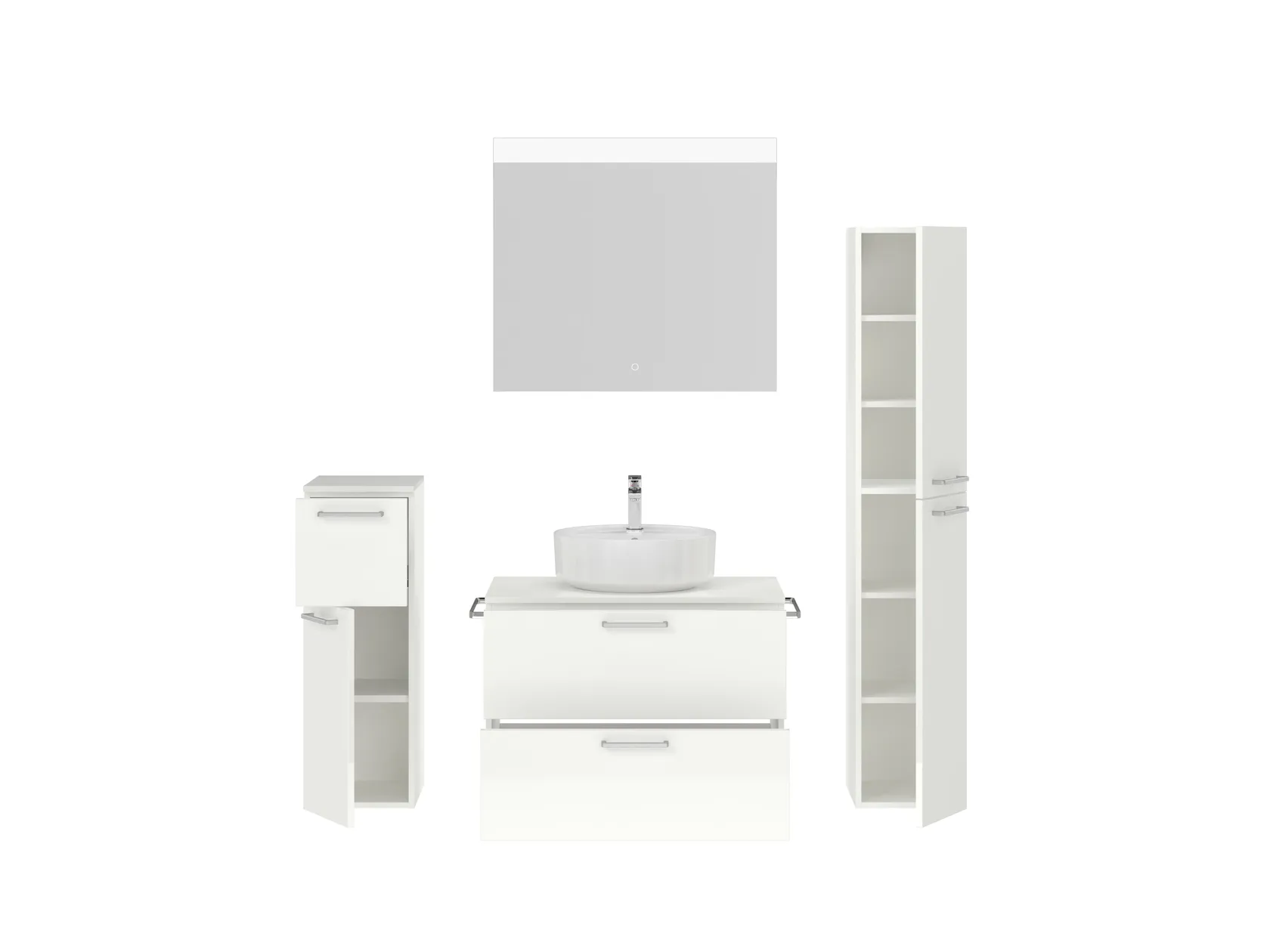 Atlas Ensemble sous vasque avec miroir et colonnes 2