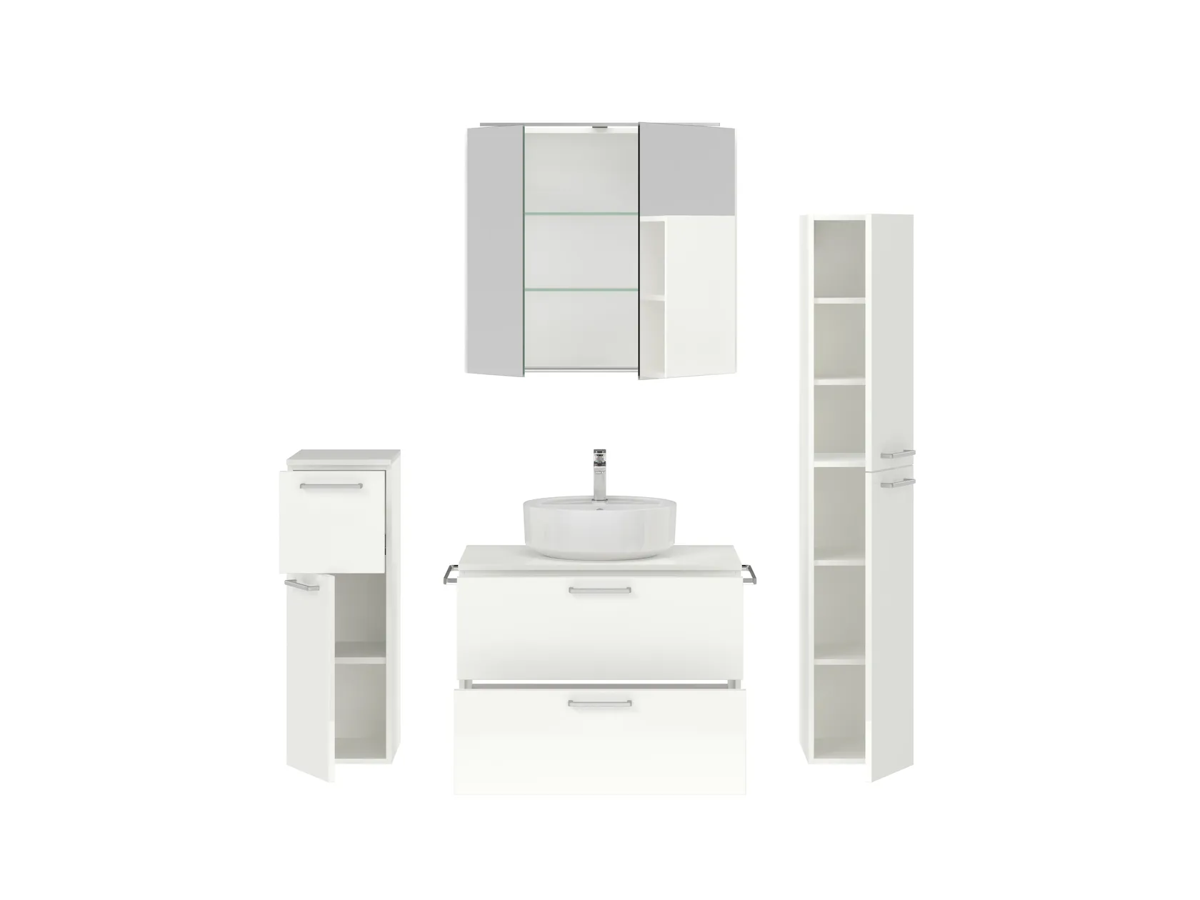 Atlas Ensemble sous vasque avec miroir et colonnes 2