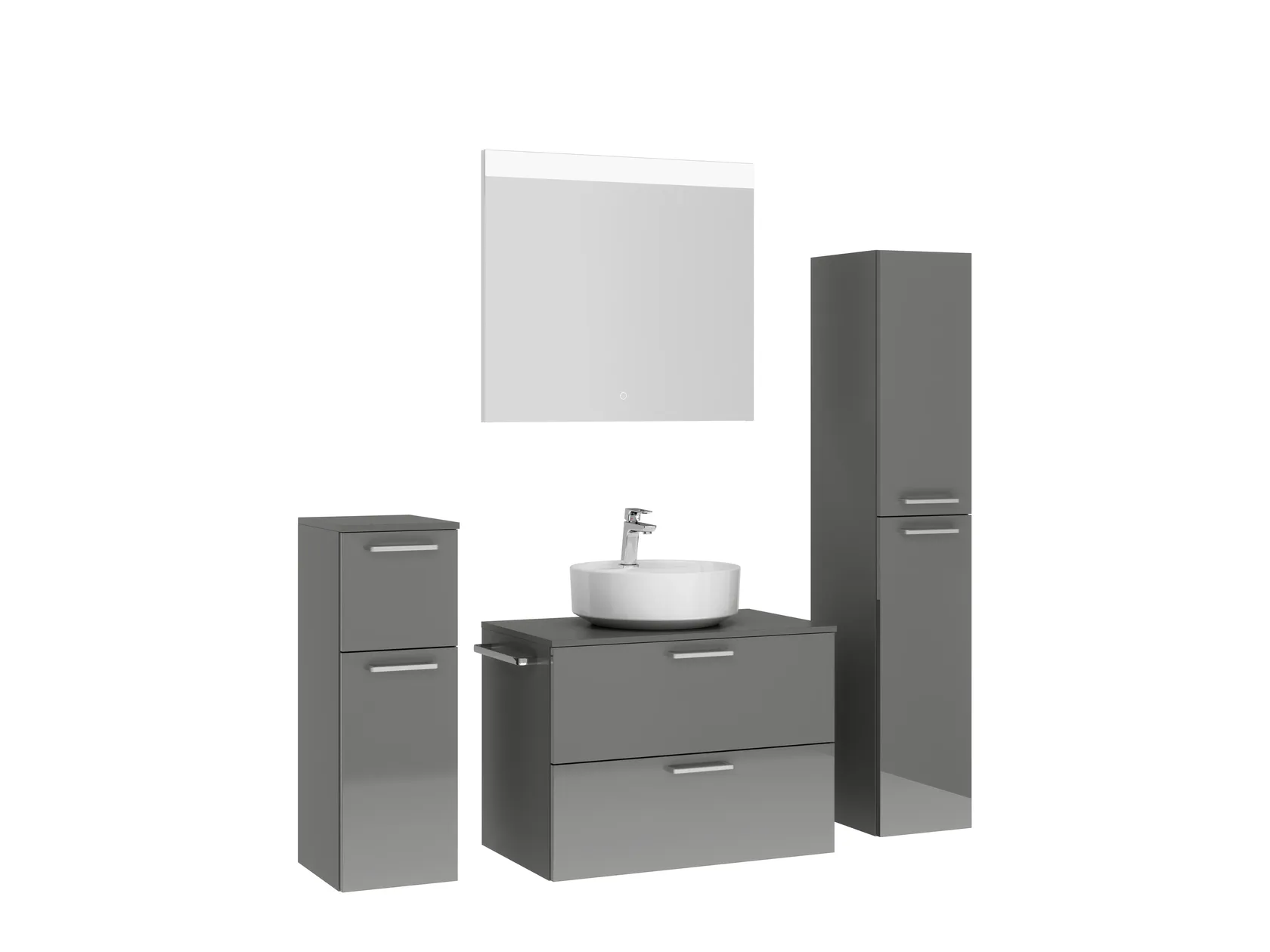 Atlas Ensemble sous vasque avec miroir et colonnes 3