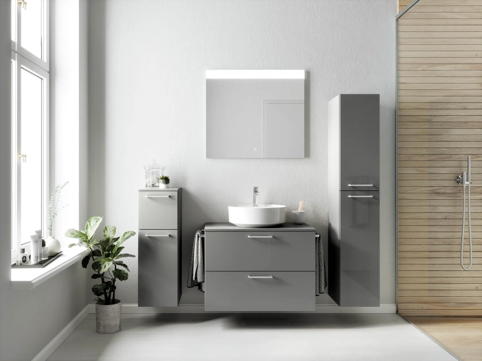 Atlas Ensemble sous vasque avec miroir et colonnes 0