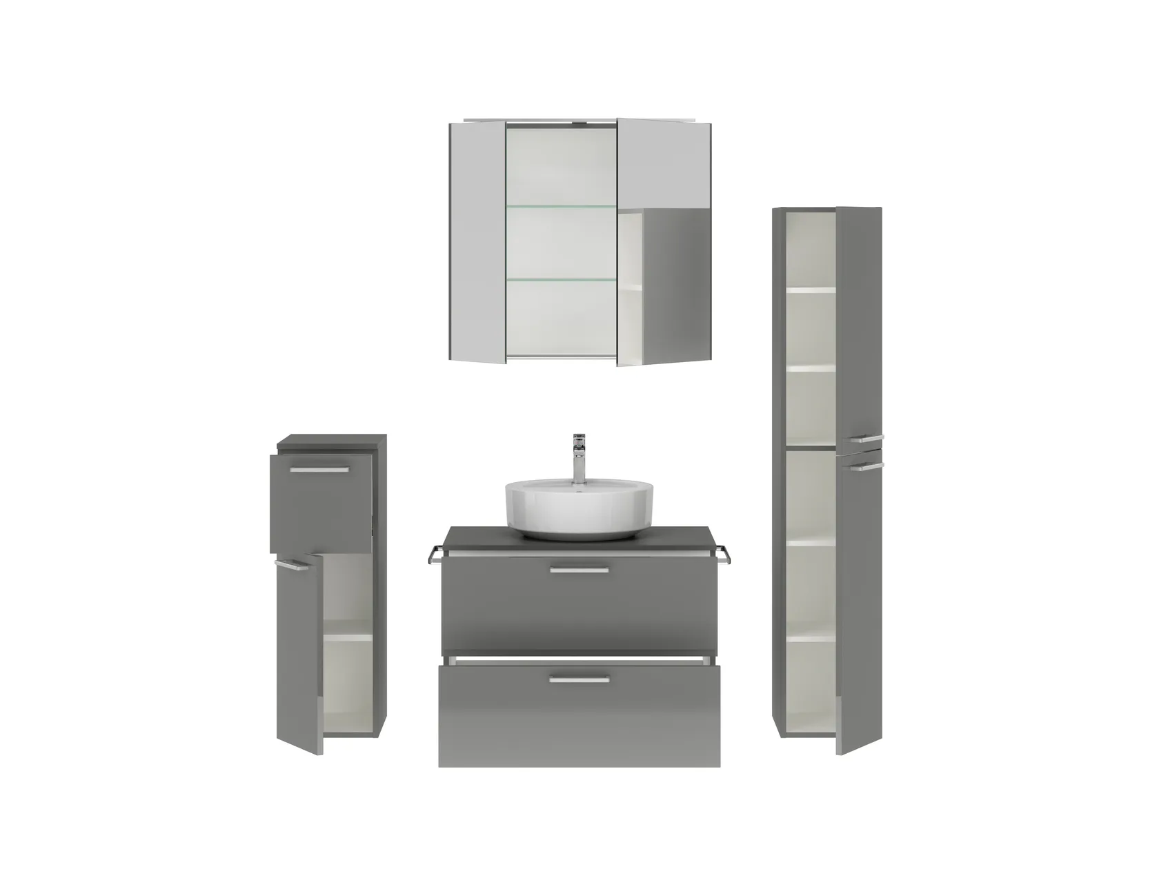 Atlas Ensemble sous vasque avec miroir et colonnes 2