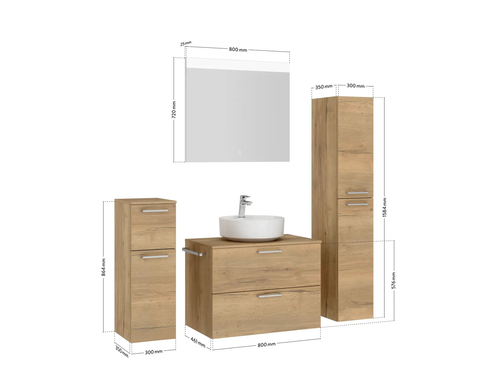 Atlas Ensemble sous vasque avec miroir et colonnes 4