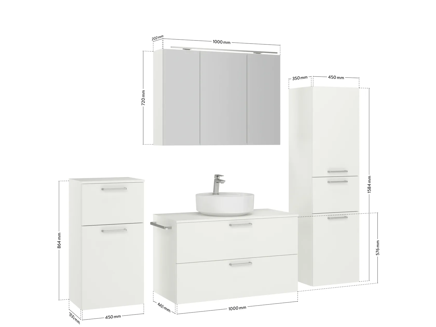 Atlas Ensemble sous vasque avec miroir et colonnes 4