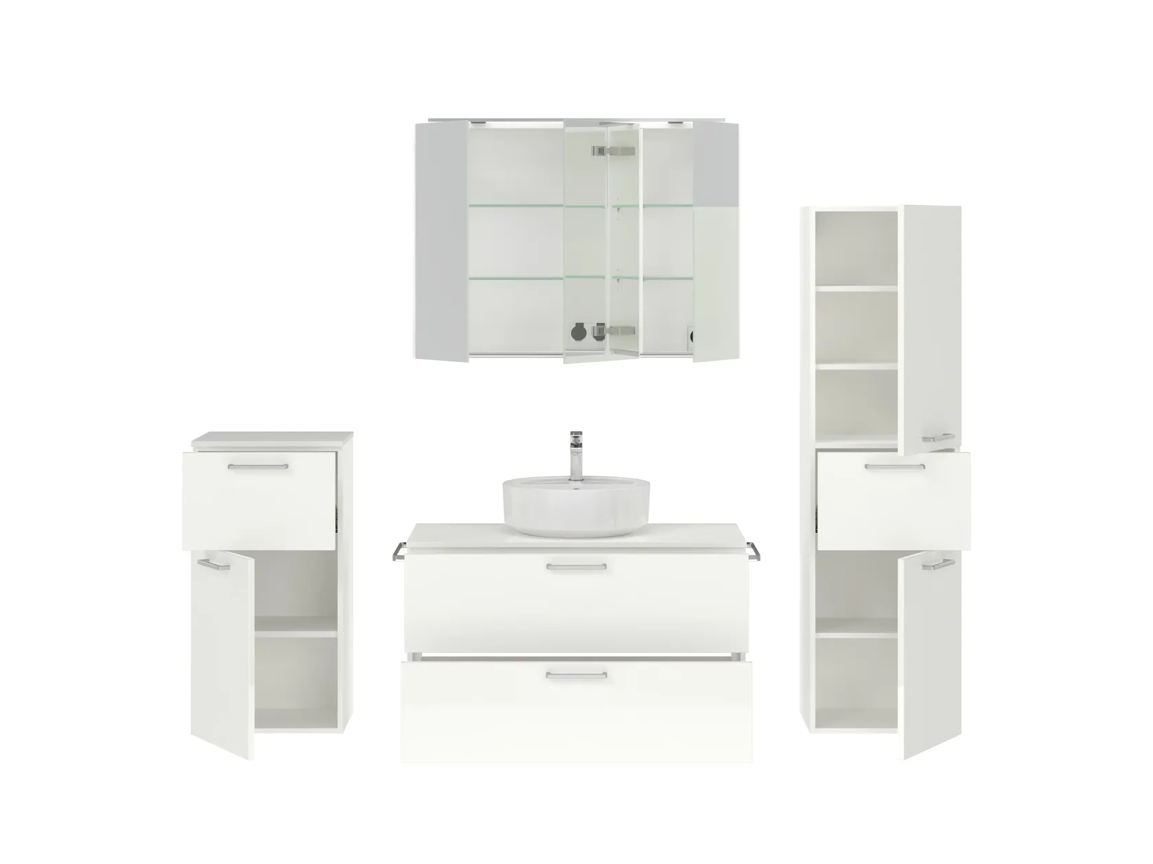 Atlas Ensemble sous vasque avec miroir et colonnes 2