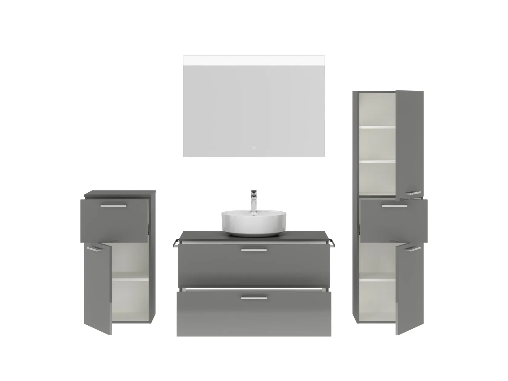 Atlas Ensemble sous vasque avec miroir et colonnes 2