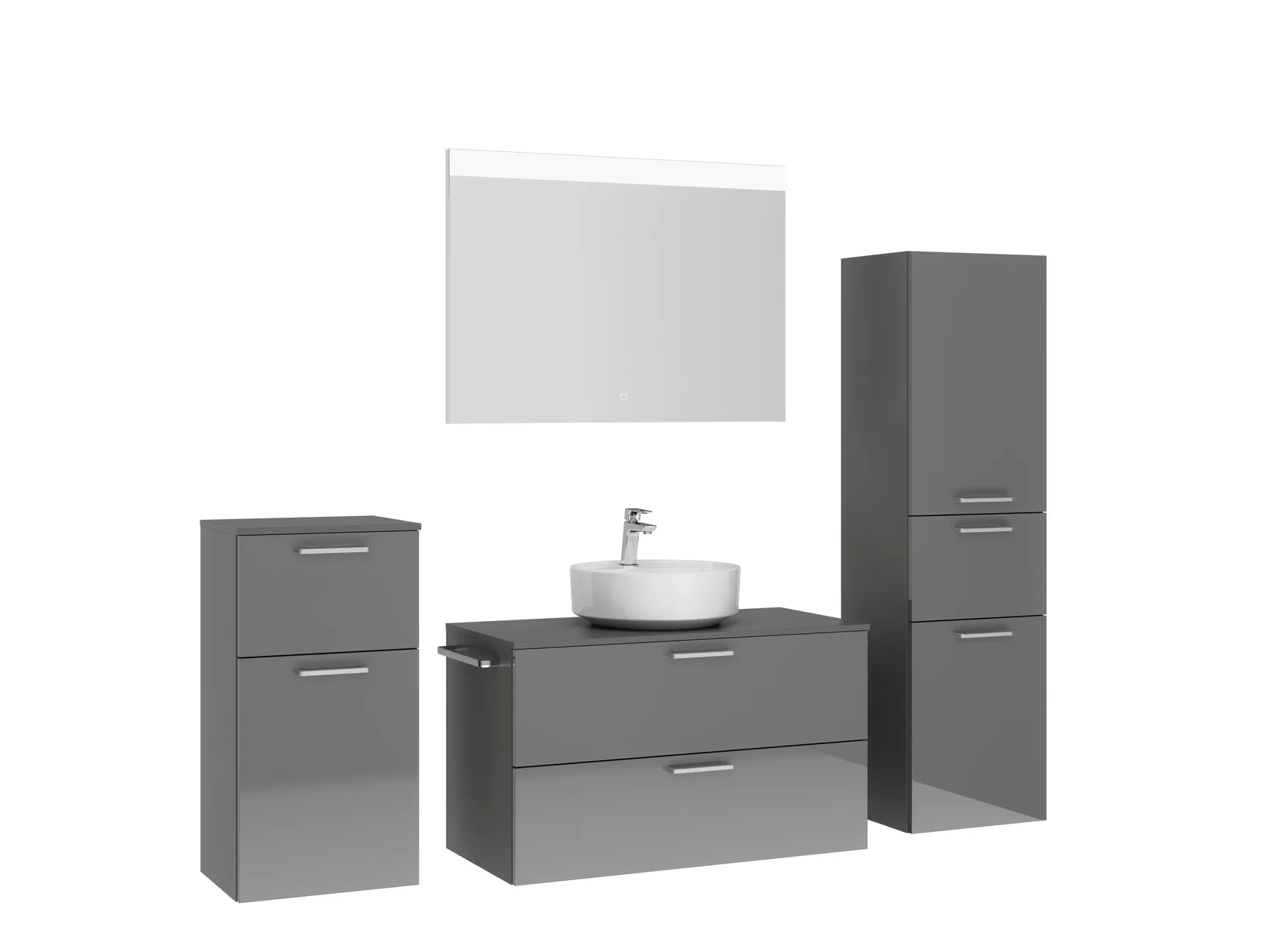 Atlas Ensemble sous vasque avec miroir et colonnes 3