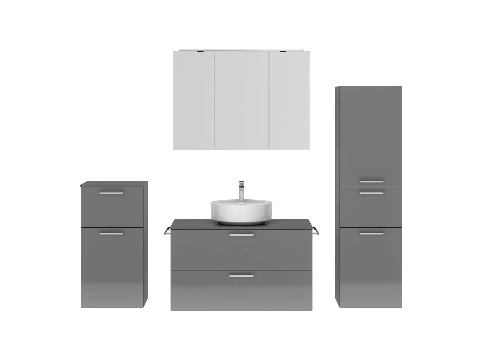 Atlas Ensemble sous vasque avec miroir et colonnes 1