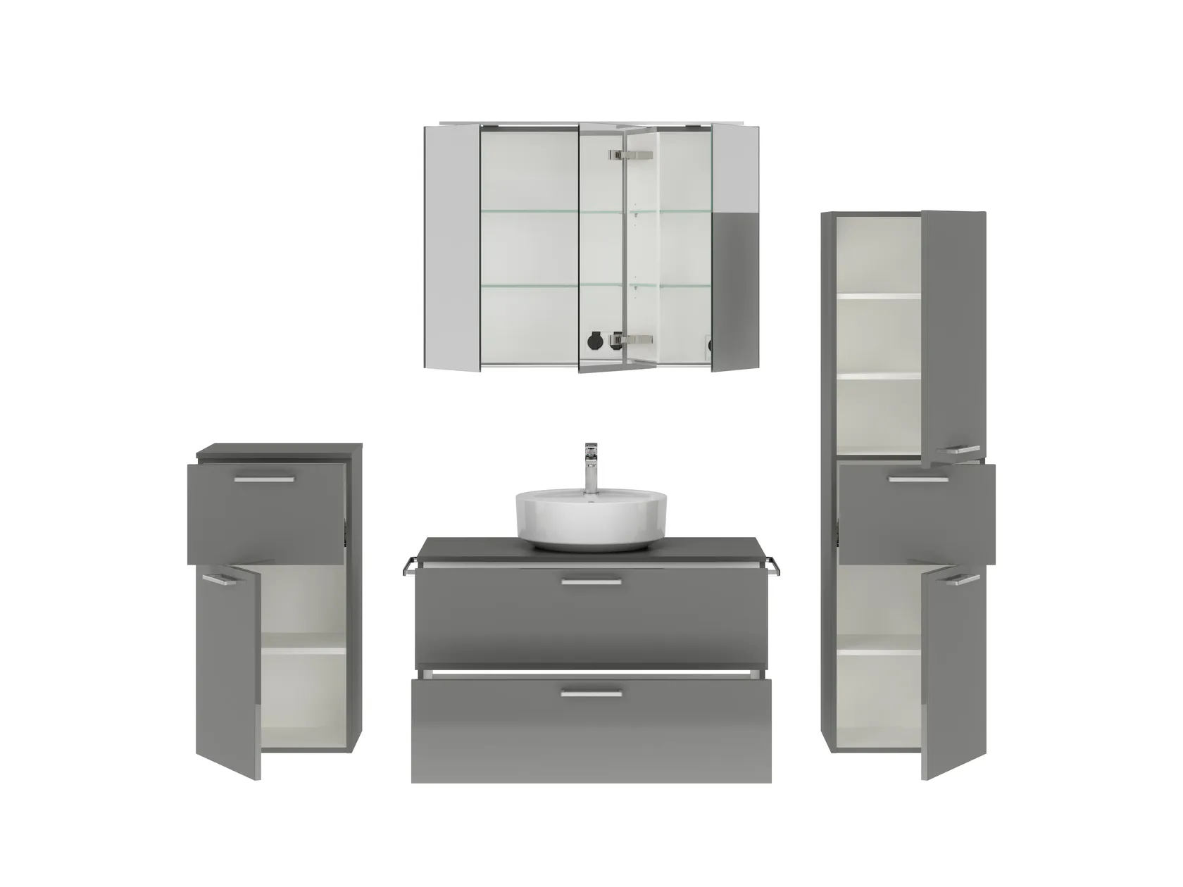 Atlas Ensemble sous vasque avec miroir et colonnes 2