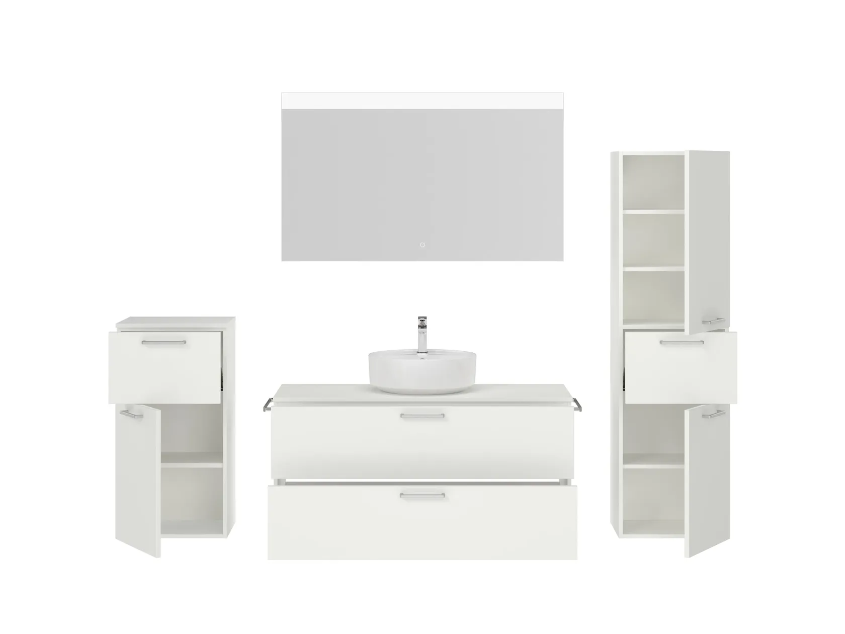 Atlas Ensemble sous vasque avec miroir et colonnes 2