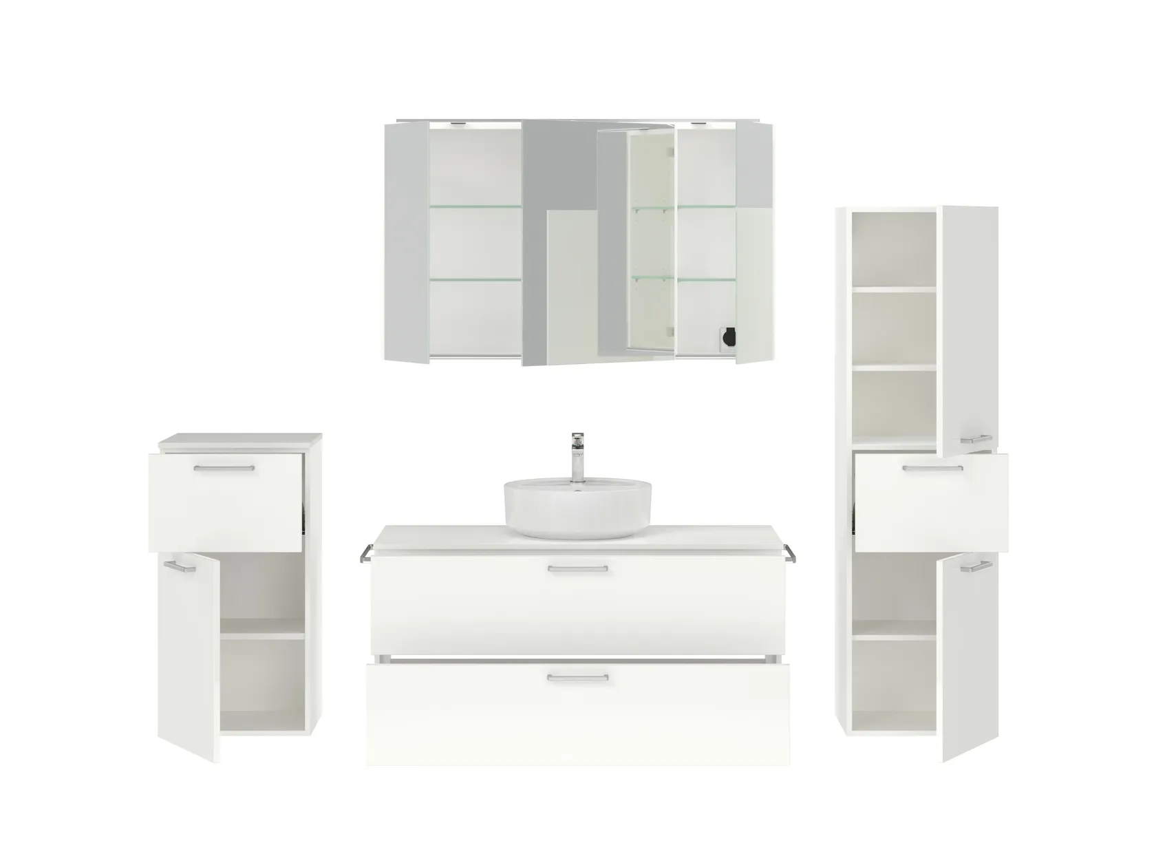 Atlas Ensemble sous vasque avec miroir et colonnes 2