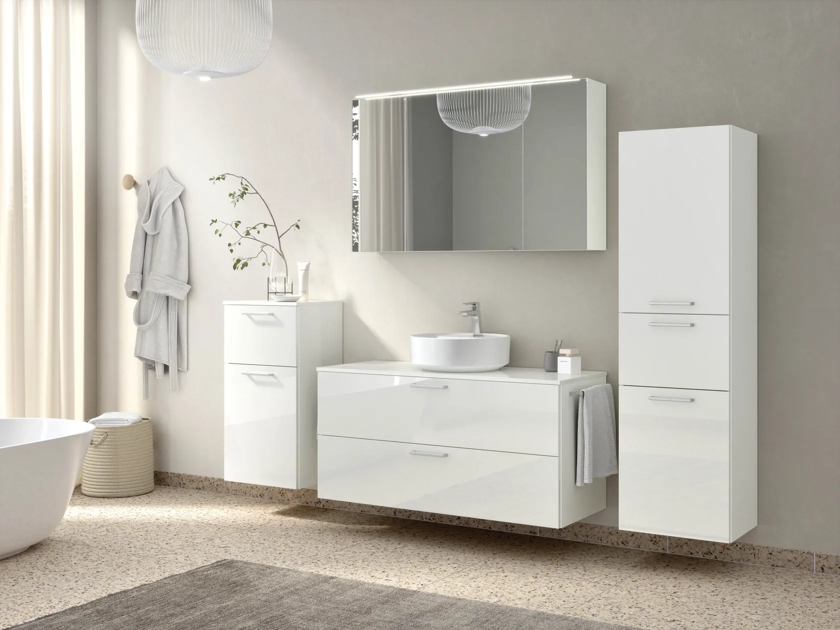 Atlas Ensemble sous vasque avec miroir et colonnes 0