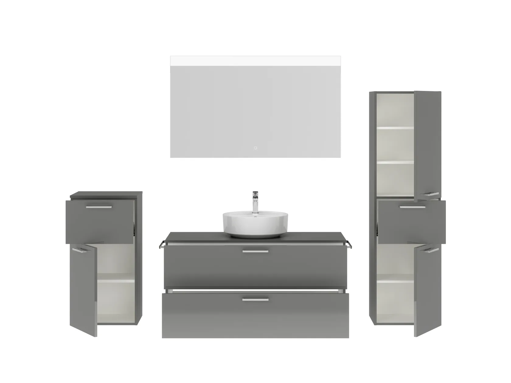 Atlas Ensemble sous vasque avec miroir et colonnes 2