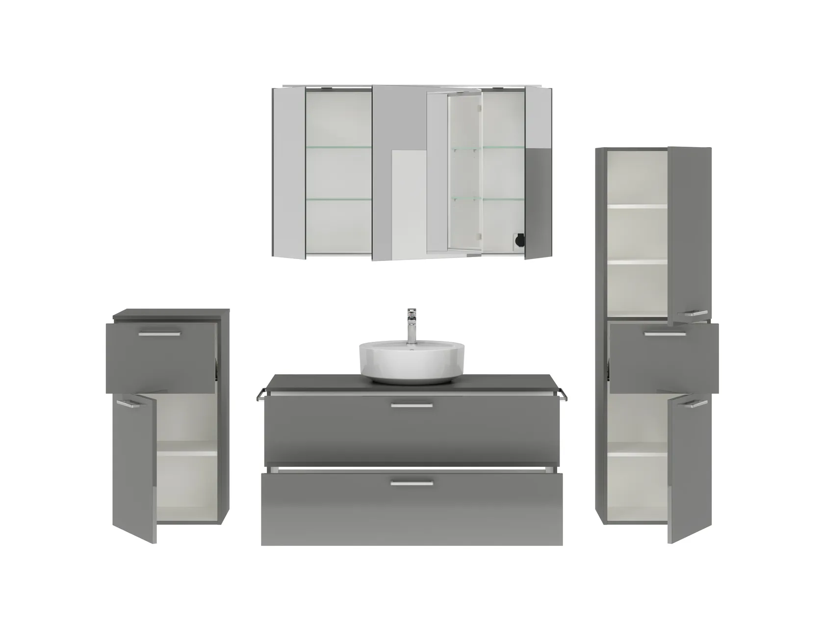 Atlas Ensemble sous vasque avec miroir et colonnes 2